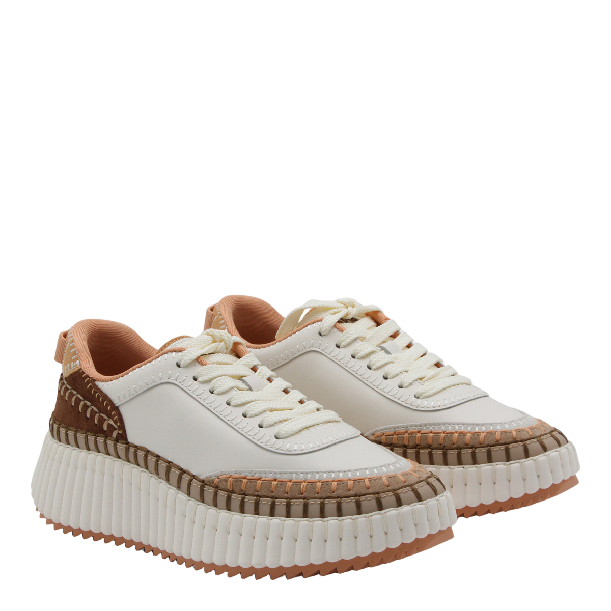 White Sneakers with Textured Accents