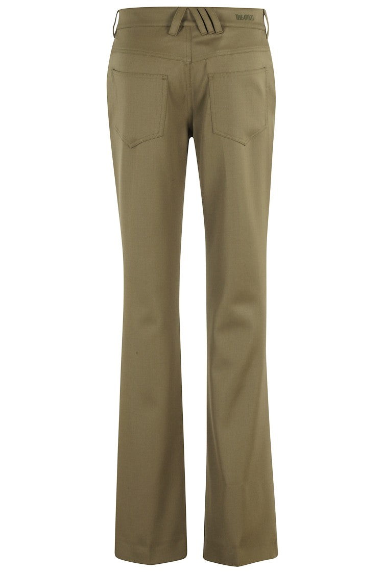 Tailored Army Green Pants With Center Zipper