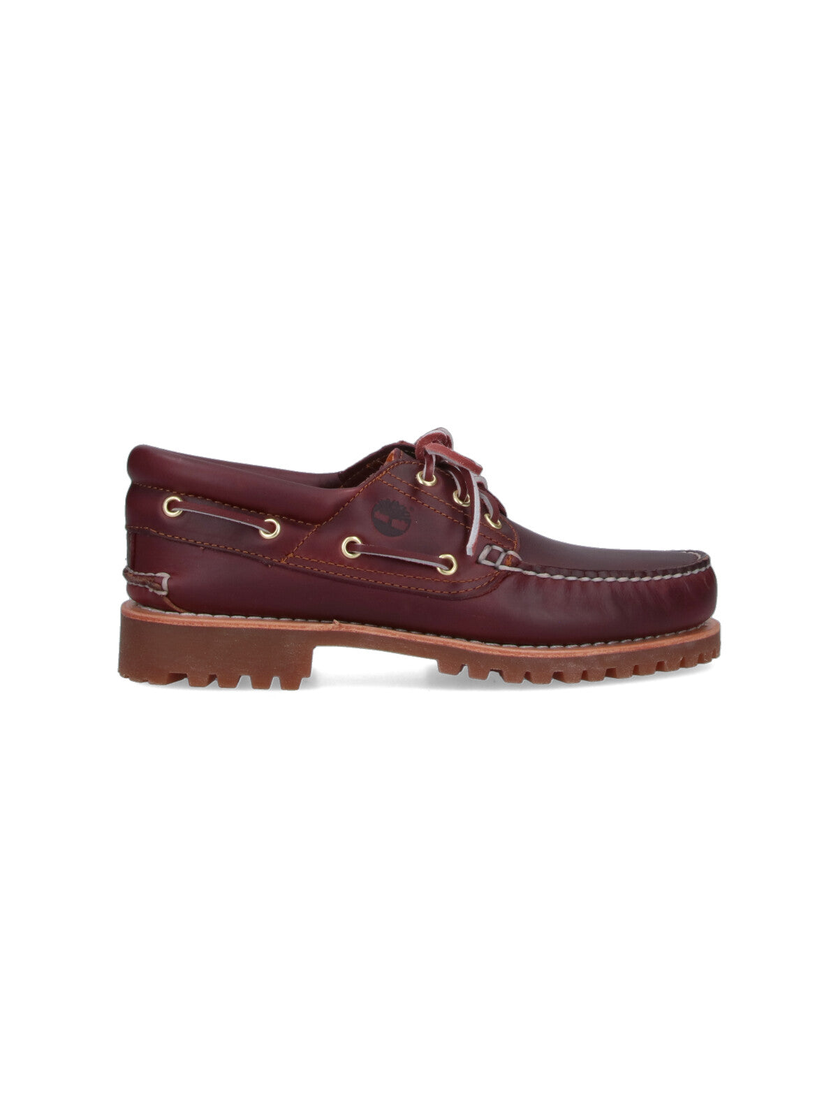 Brown Leather Contrast Stitch Boat Shoes