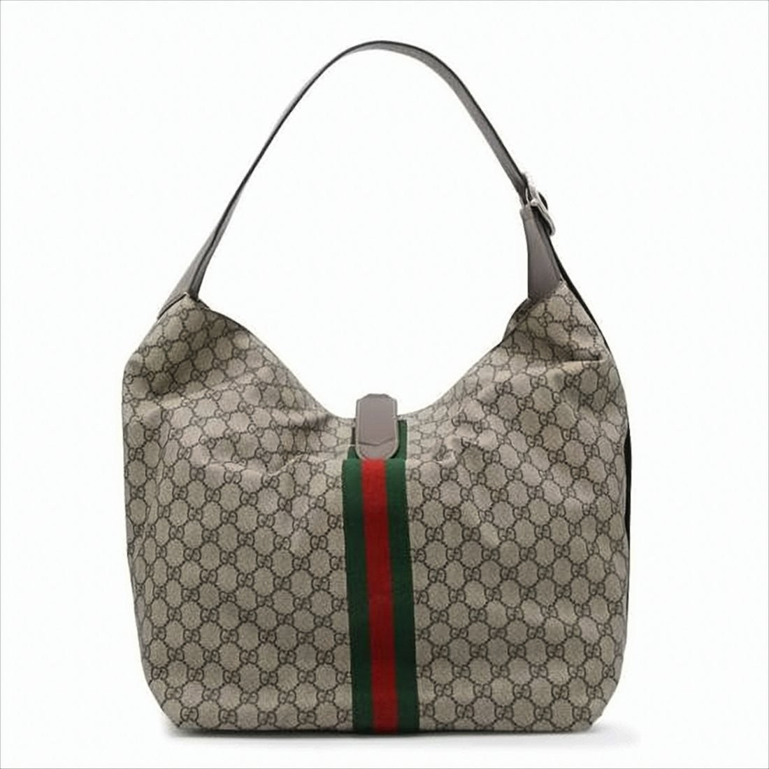 Beige Monogram Shoulder Bag with Red