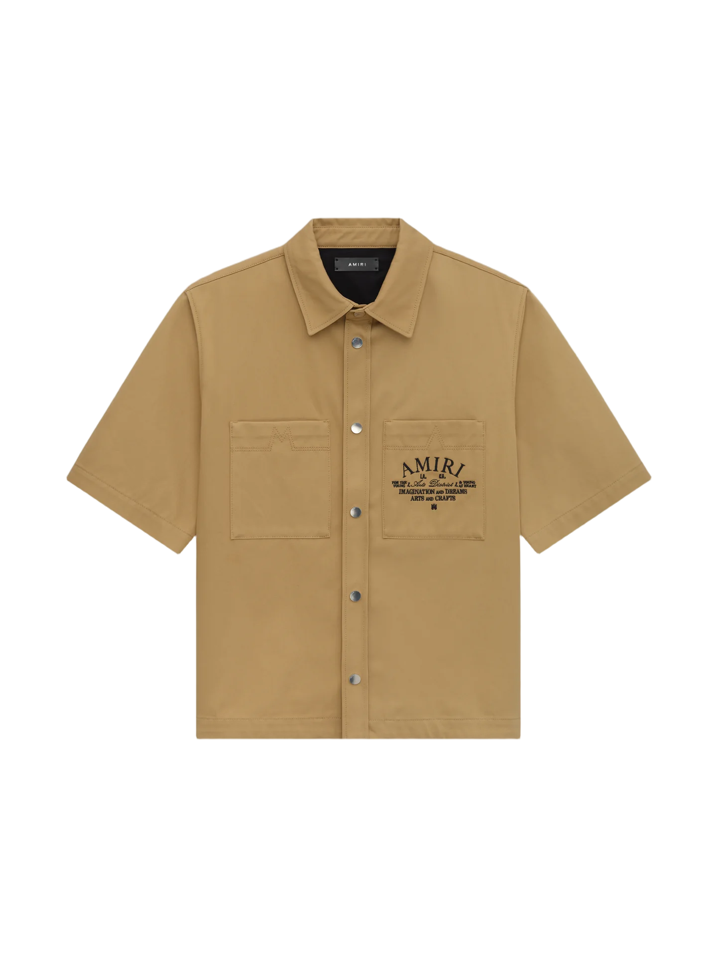 Boxy Cropped Brown Shirt with Snap Button Closure and Front Pockets