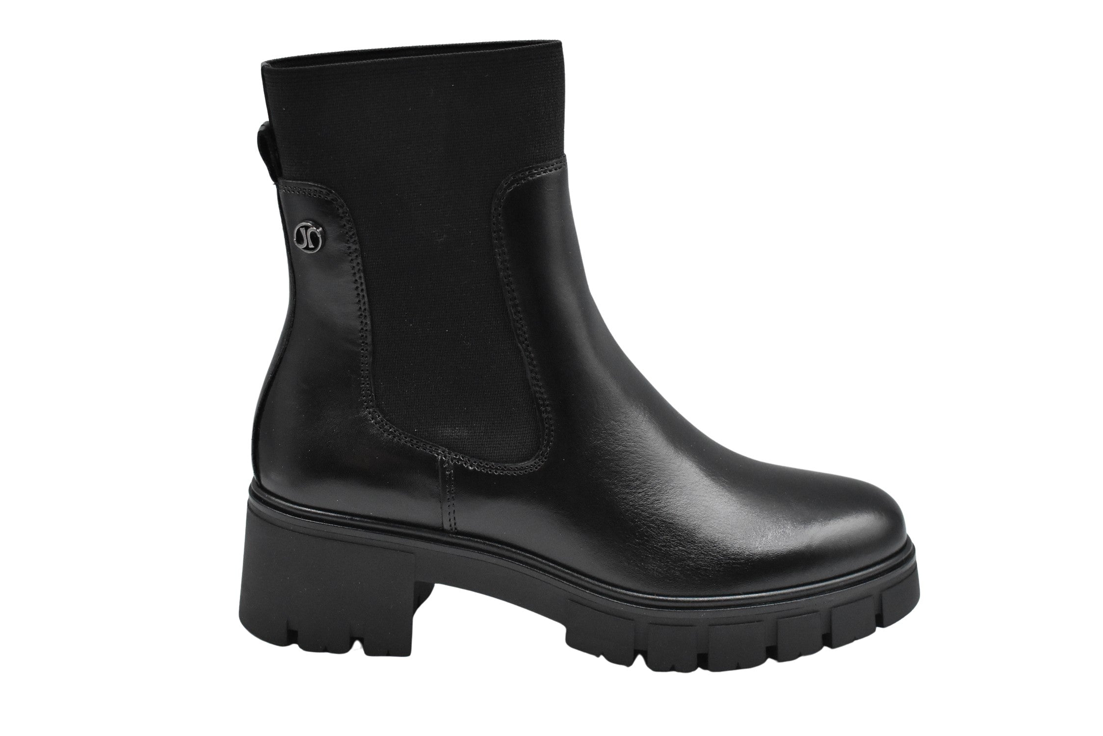 Sole Black Leather Ankle Boots