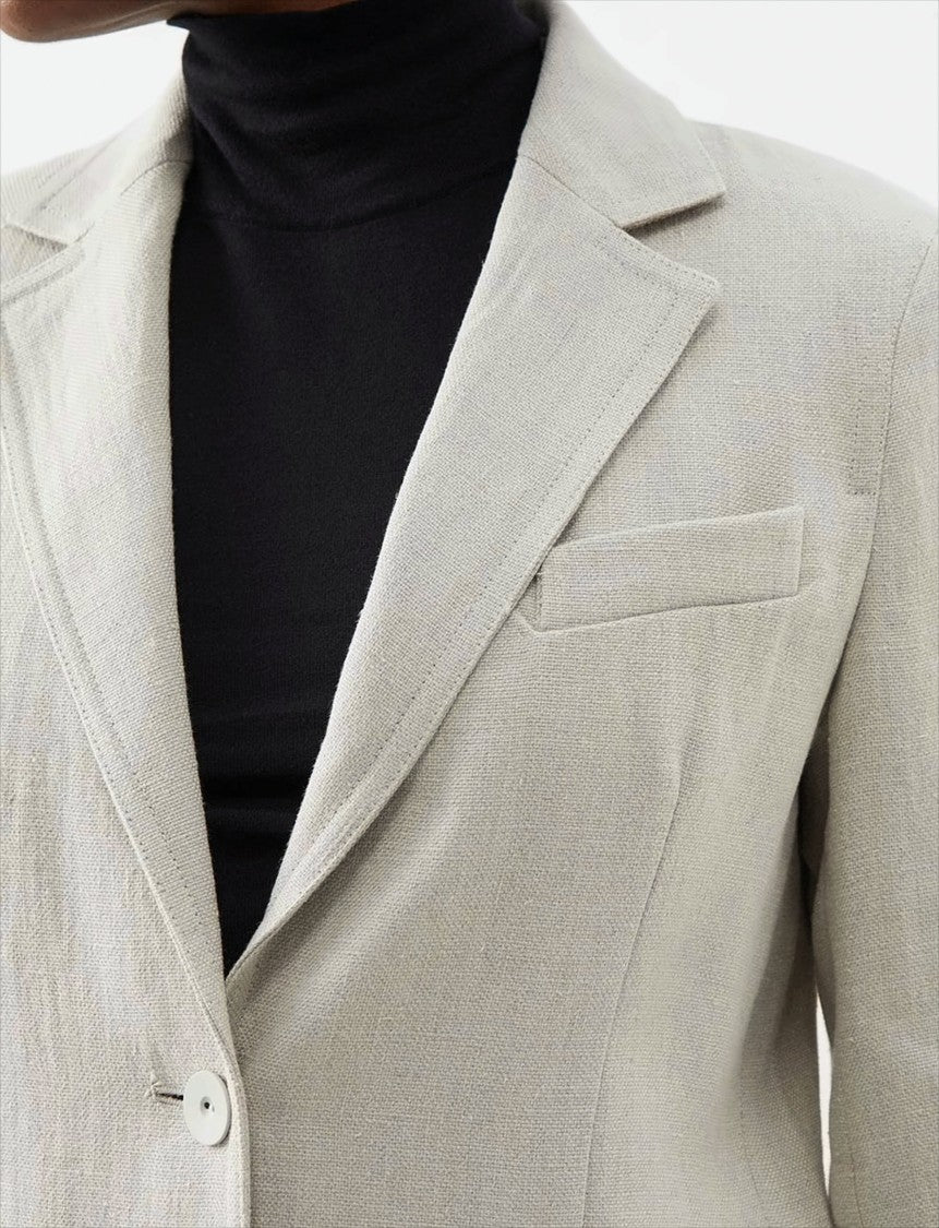 Tailored Linen Single-Breasted Jacket