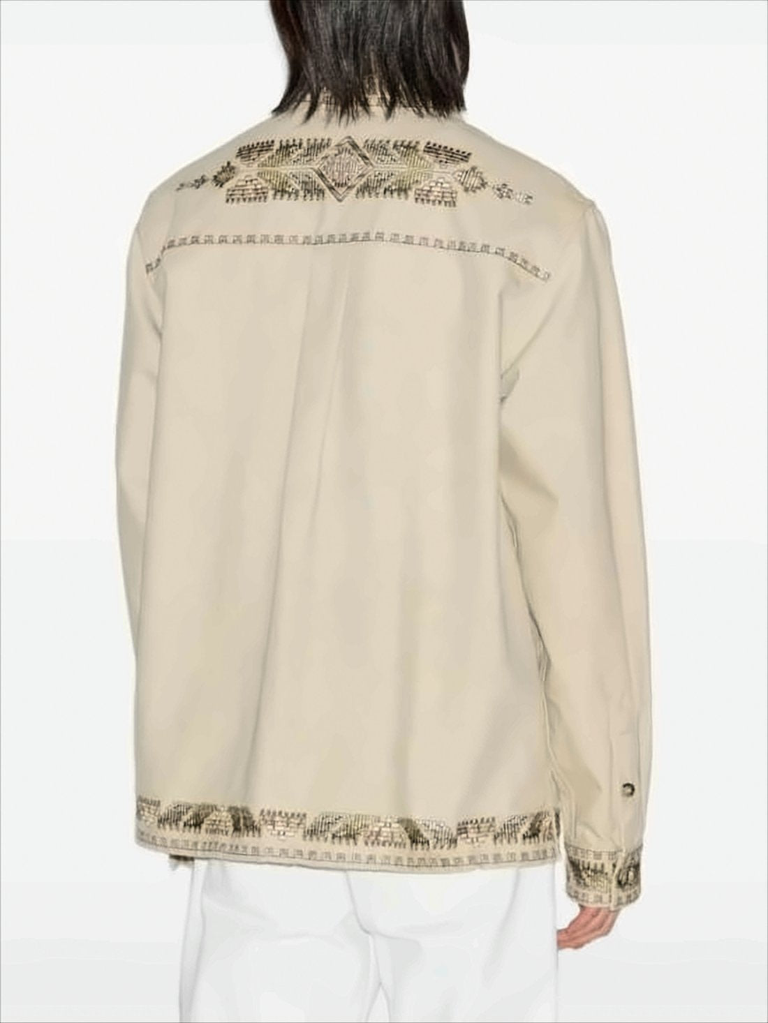 Boxy Button-Down Jacket with Intricate Embroidery