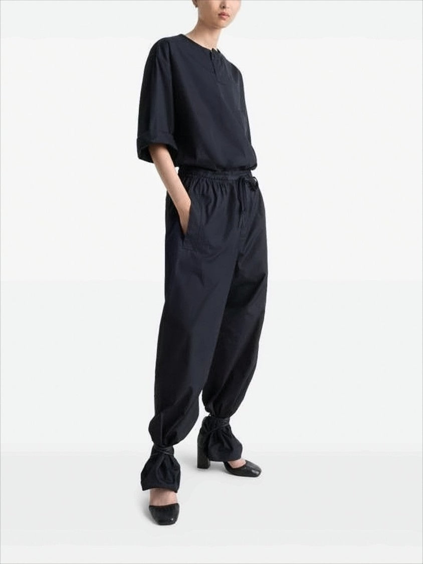 Boxy Black Blouse with Round Neckline