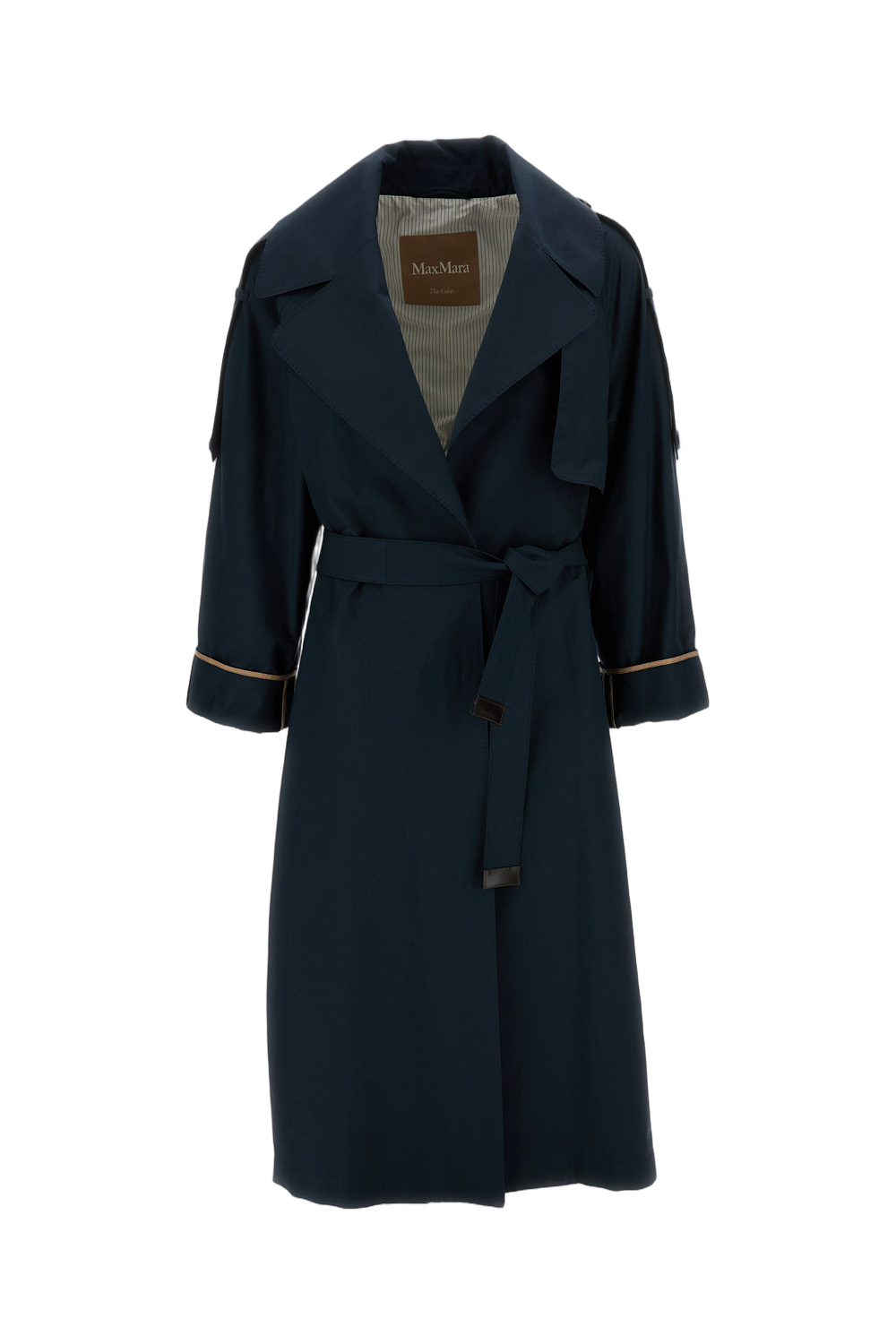 Robe-Style Double-Breasted Trench Coat in Water-Repellent Twill