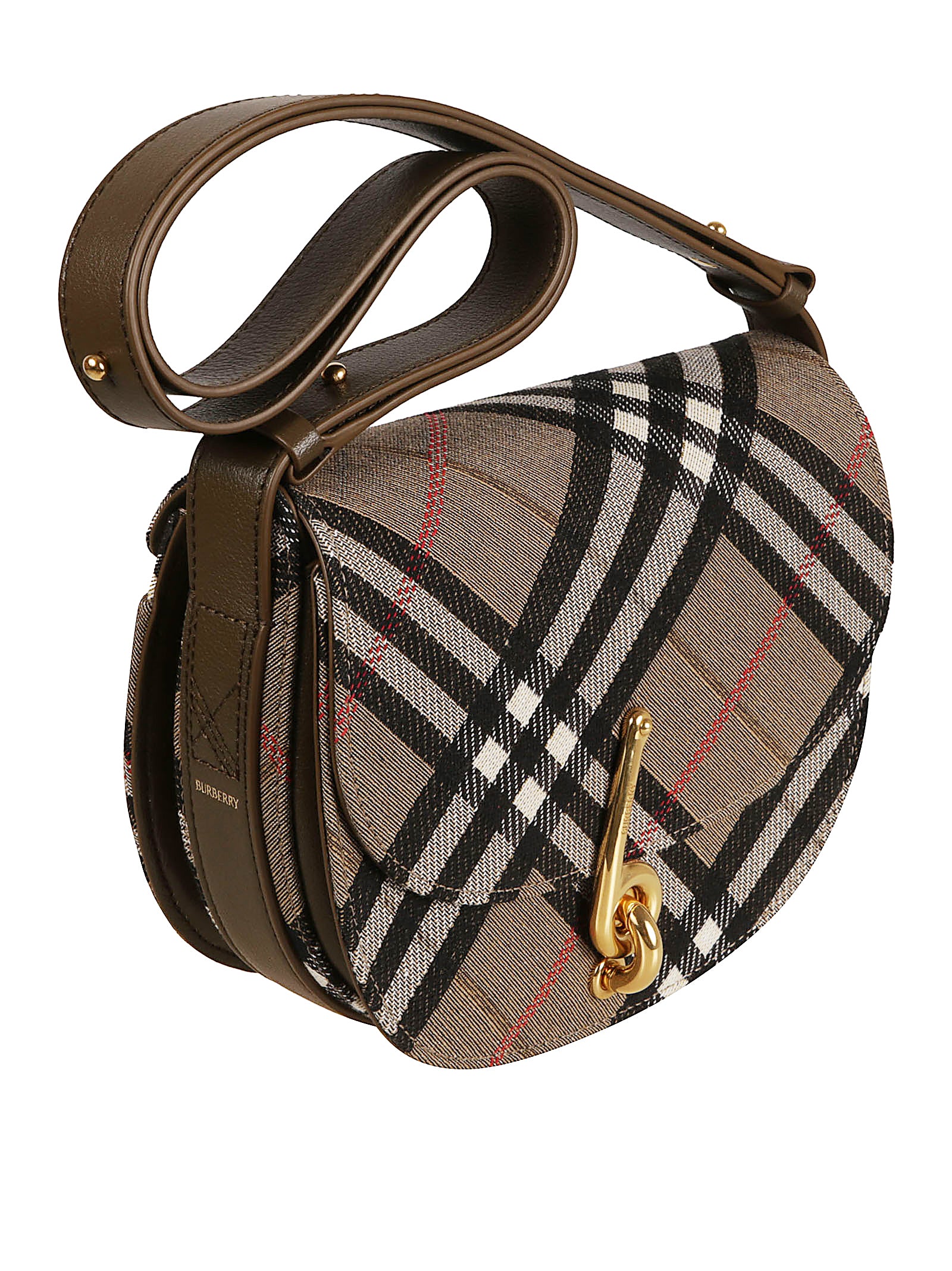 Classic Check Pattern Shoulder Bag with Gold-Tone Hardware