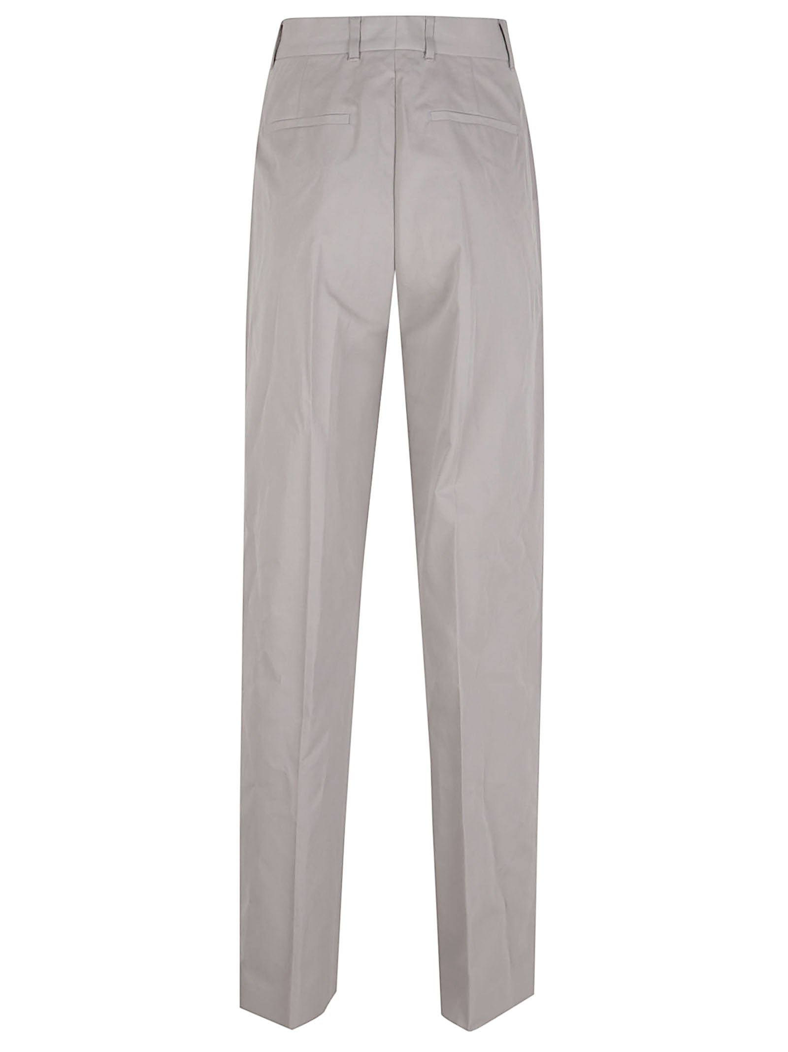 Beige Straight-Leg Trousers