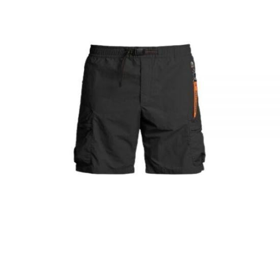 Black Mid-Thigh Shorts with Adjustable Drawstring and Functional Pockets