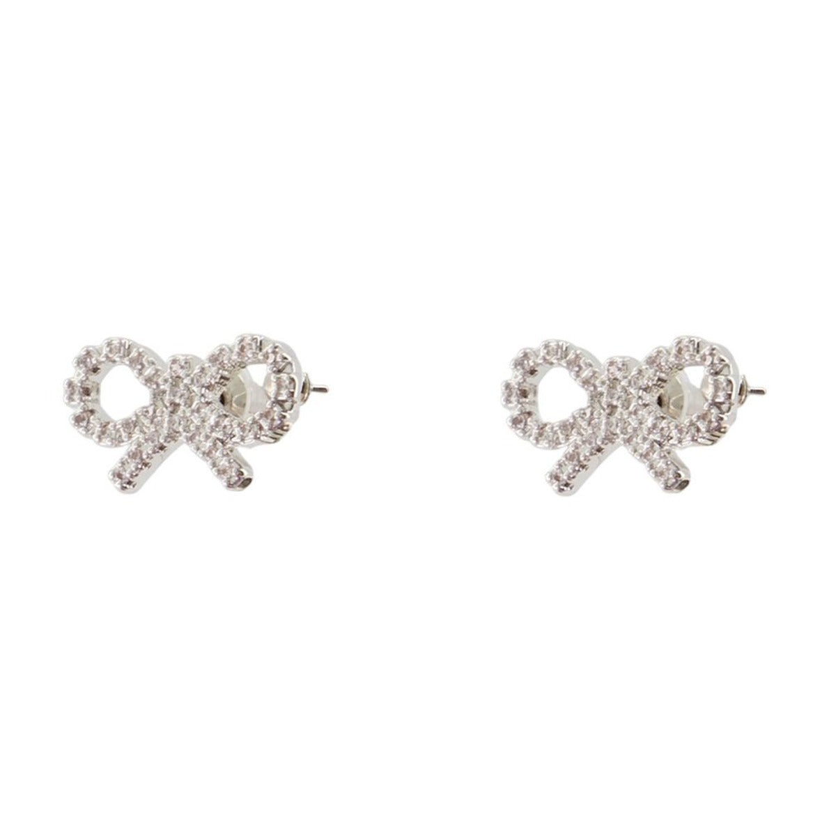 Micro Bow Earrings - Silver - Silver