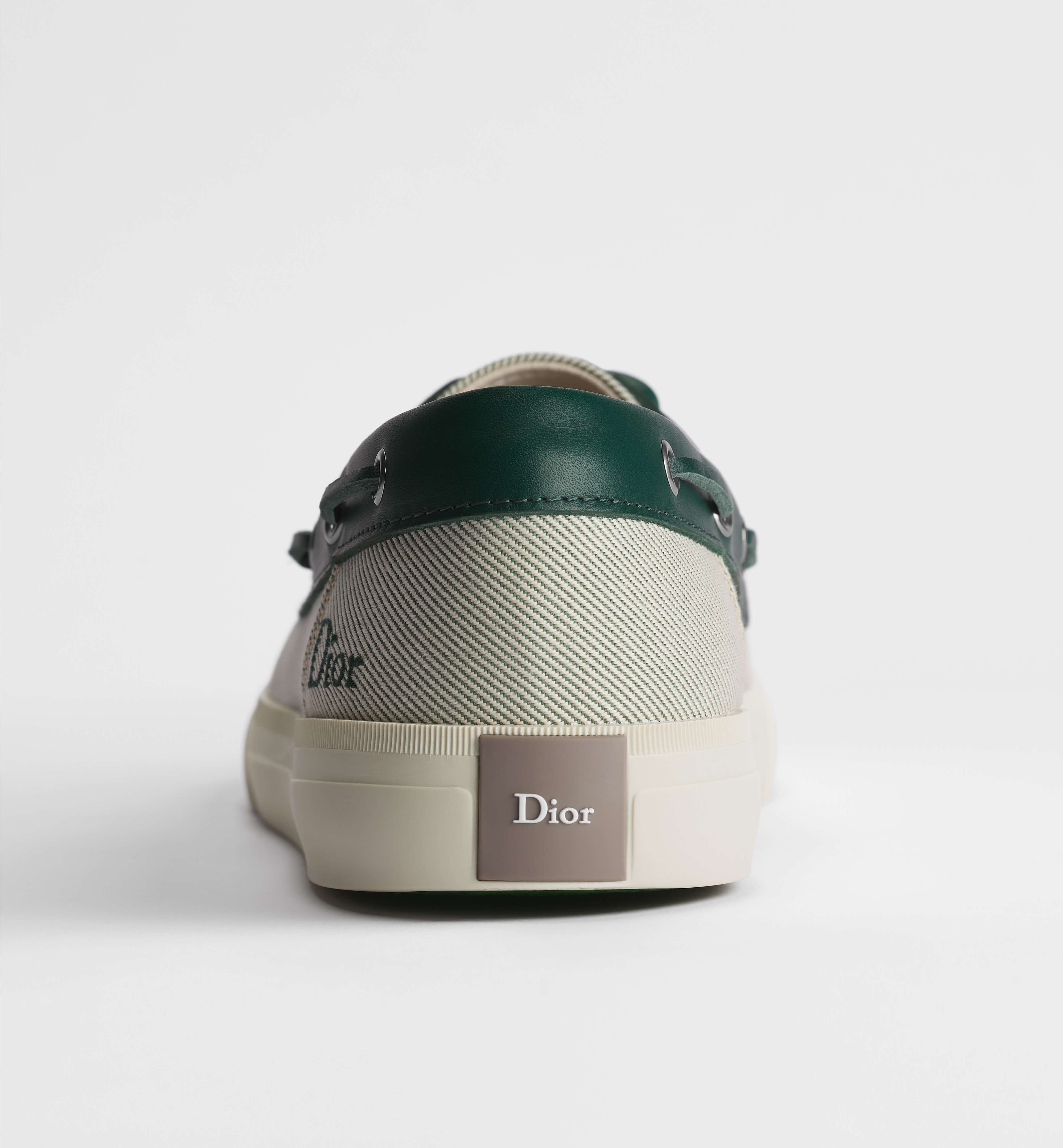Classic Boat Shoe-Style Sneakers With Textured Beige Fabric