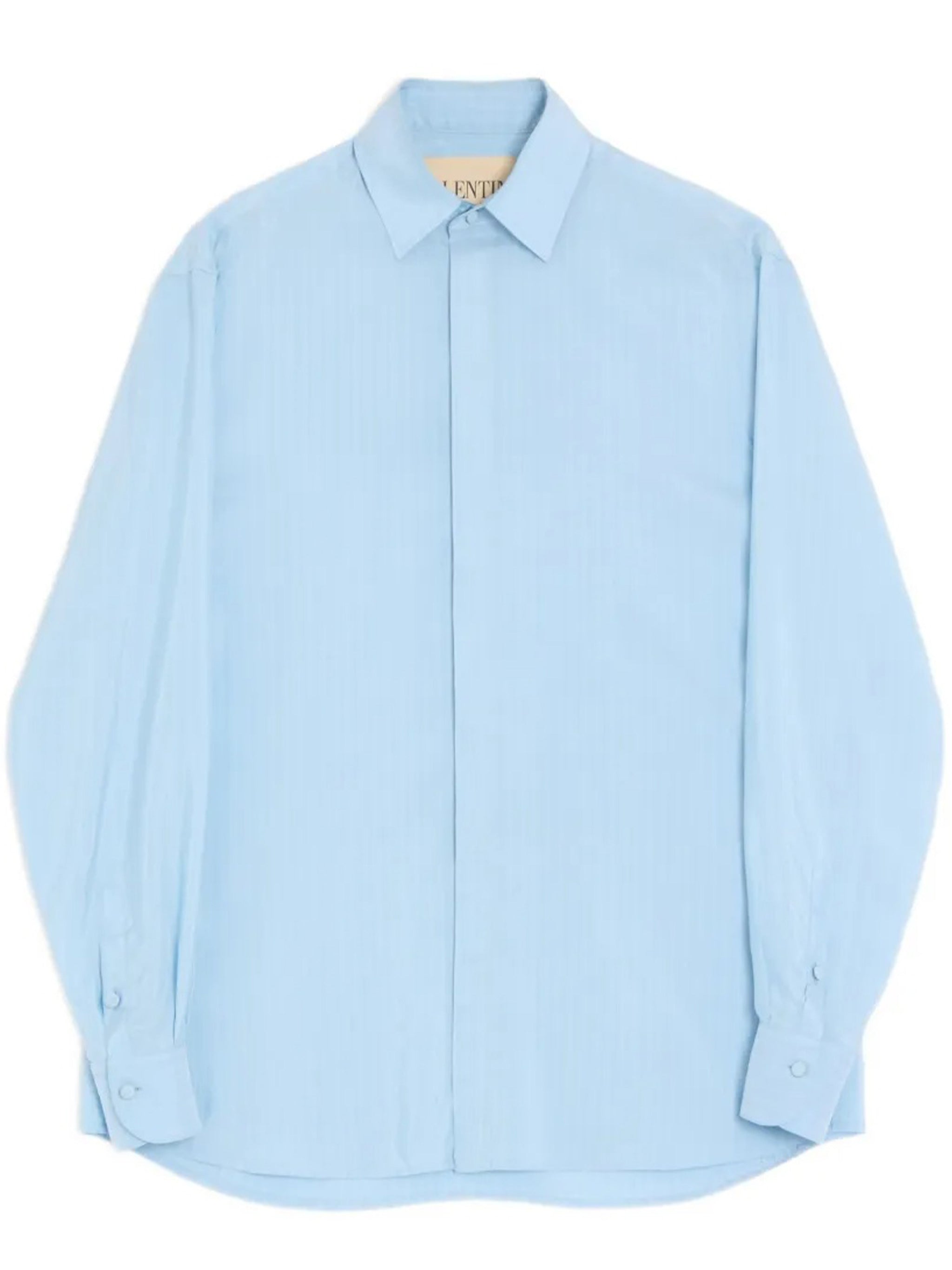Blue Long Sleeve Silk Shirt