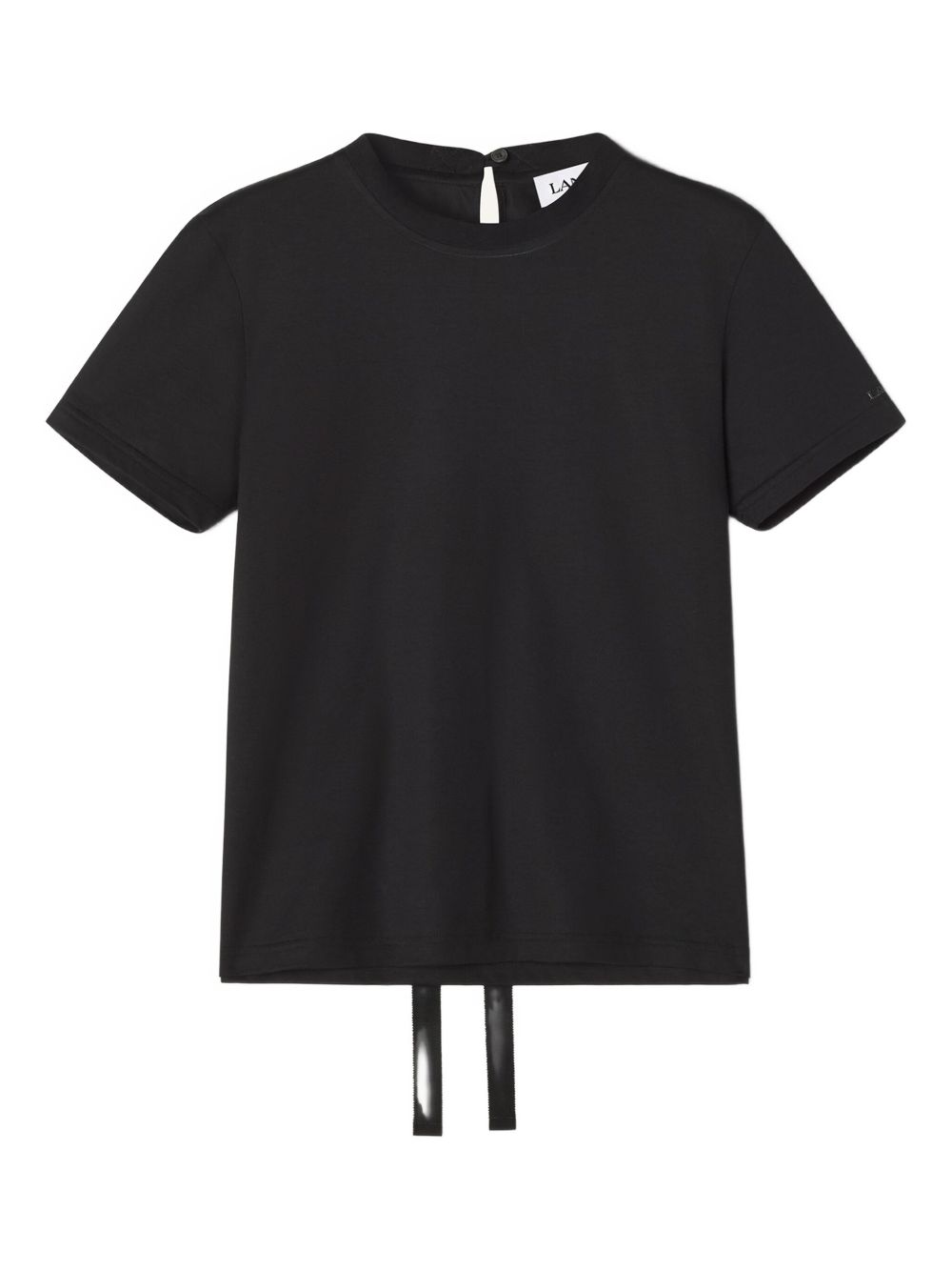Black Cotton Top with Tie Detail