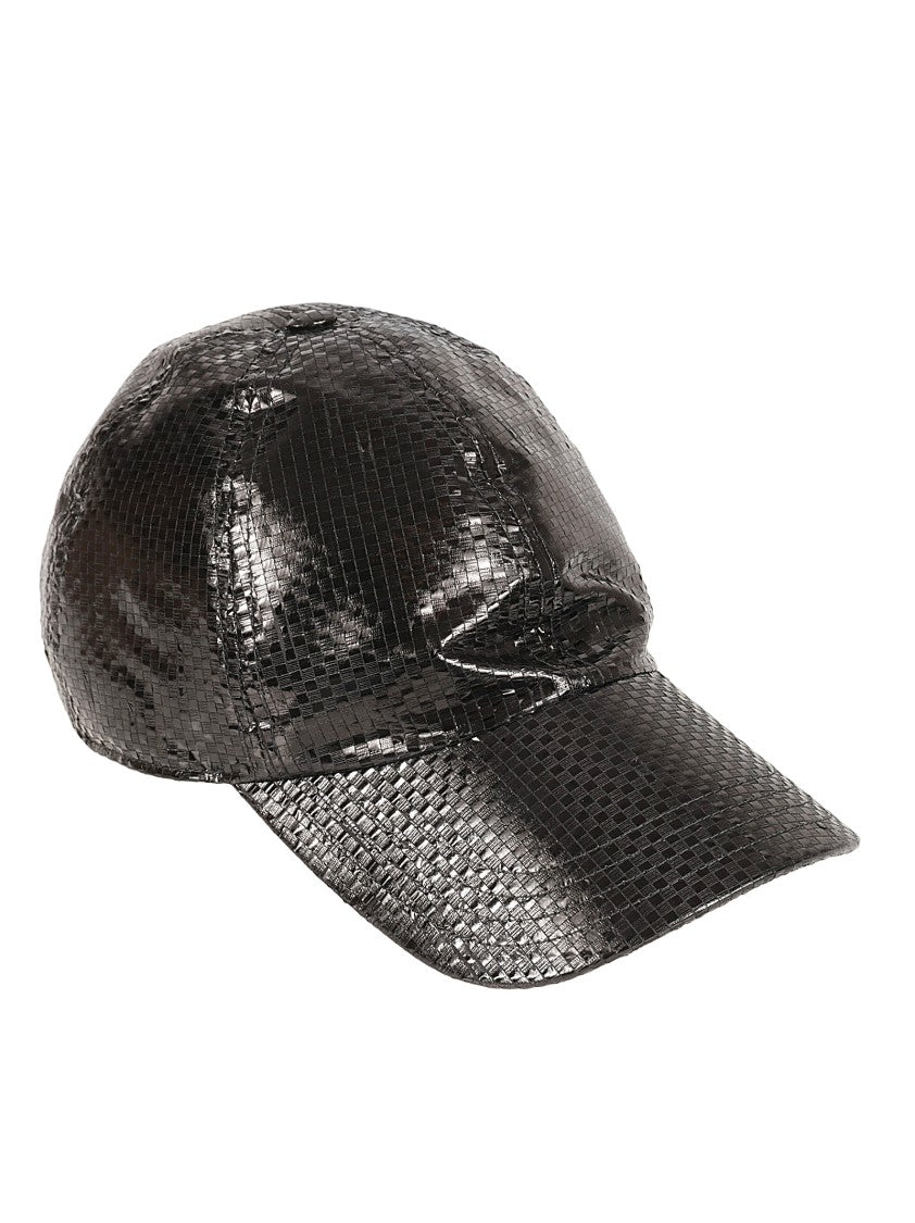 Textured Black Cap With Shiny Finish