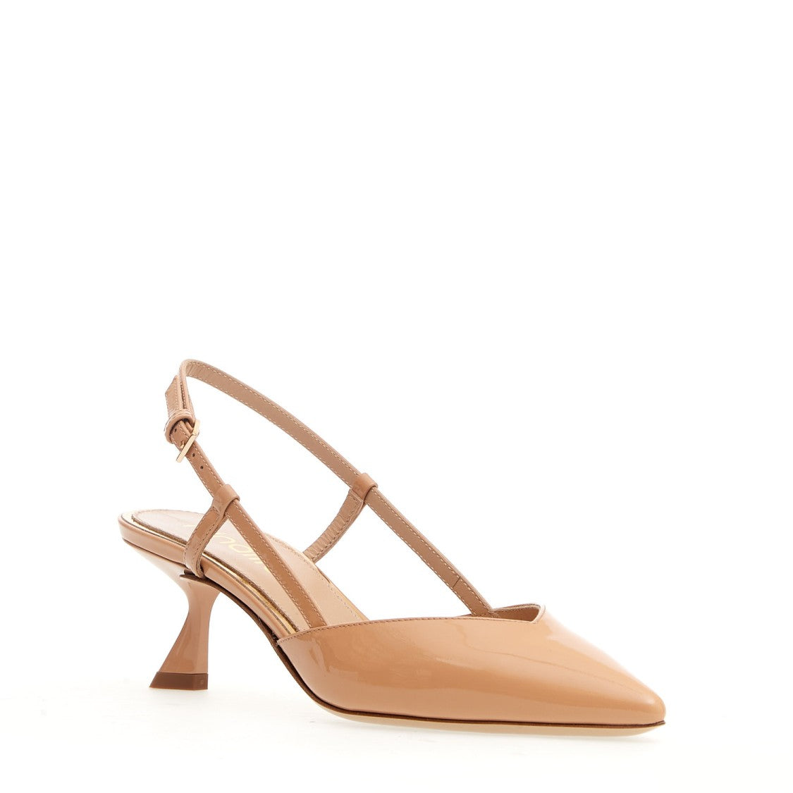 Slingback Vernice Nude Tacco 50 Mm