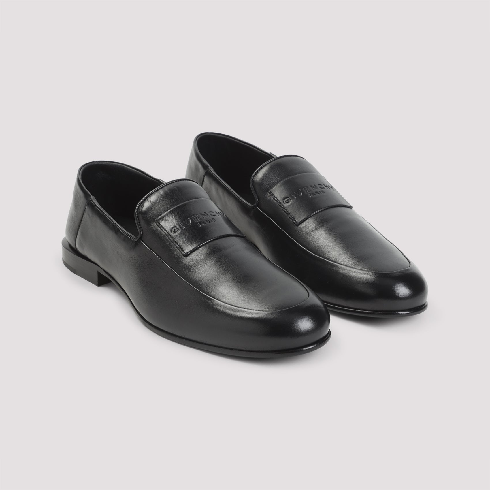 Lamb Leather Loafers with Embossed Logo