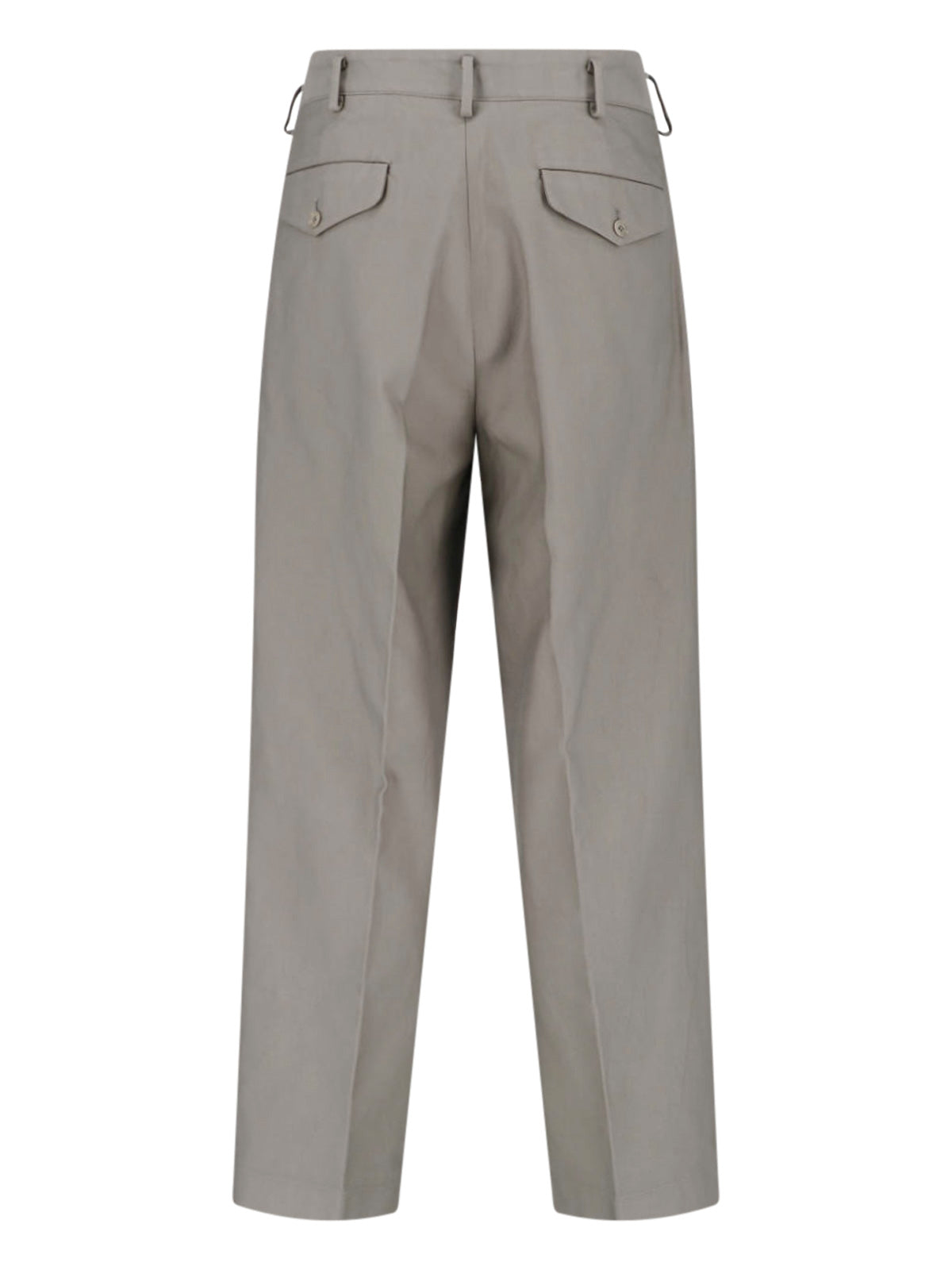 Grey Riviera Straight-Leg Pleated Trousers