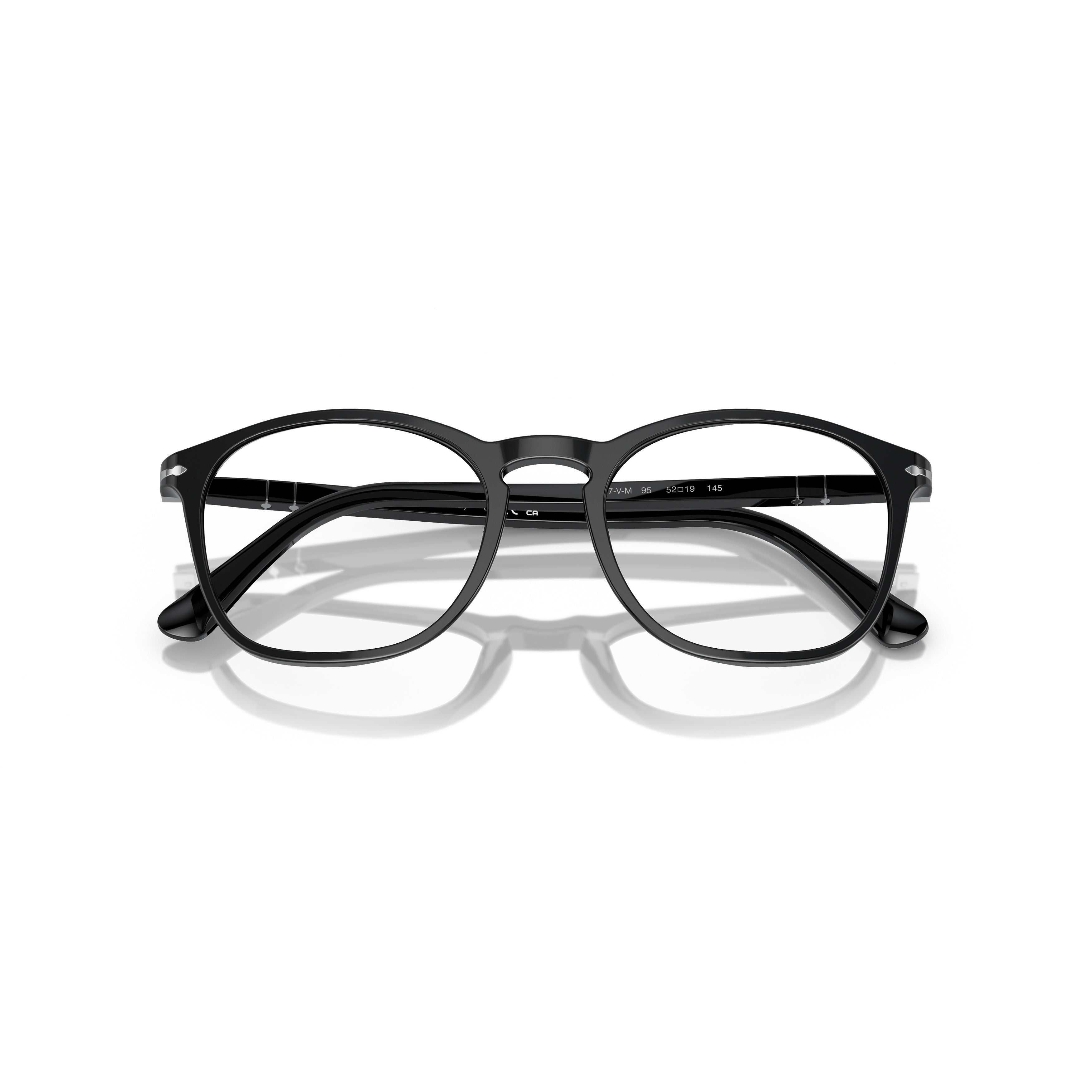 0po3007vm Classic Round Frame Acetate Sunglasses with Silver Accents