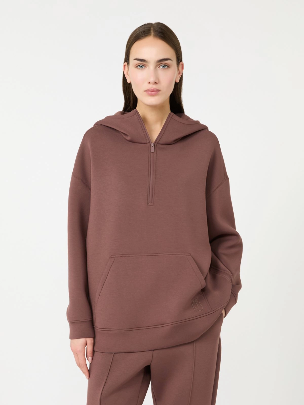 Half-Zip Relaxed-Fit Hoodie with Subtle Logo Embroidery