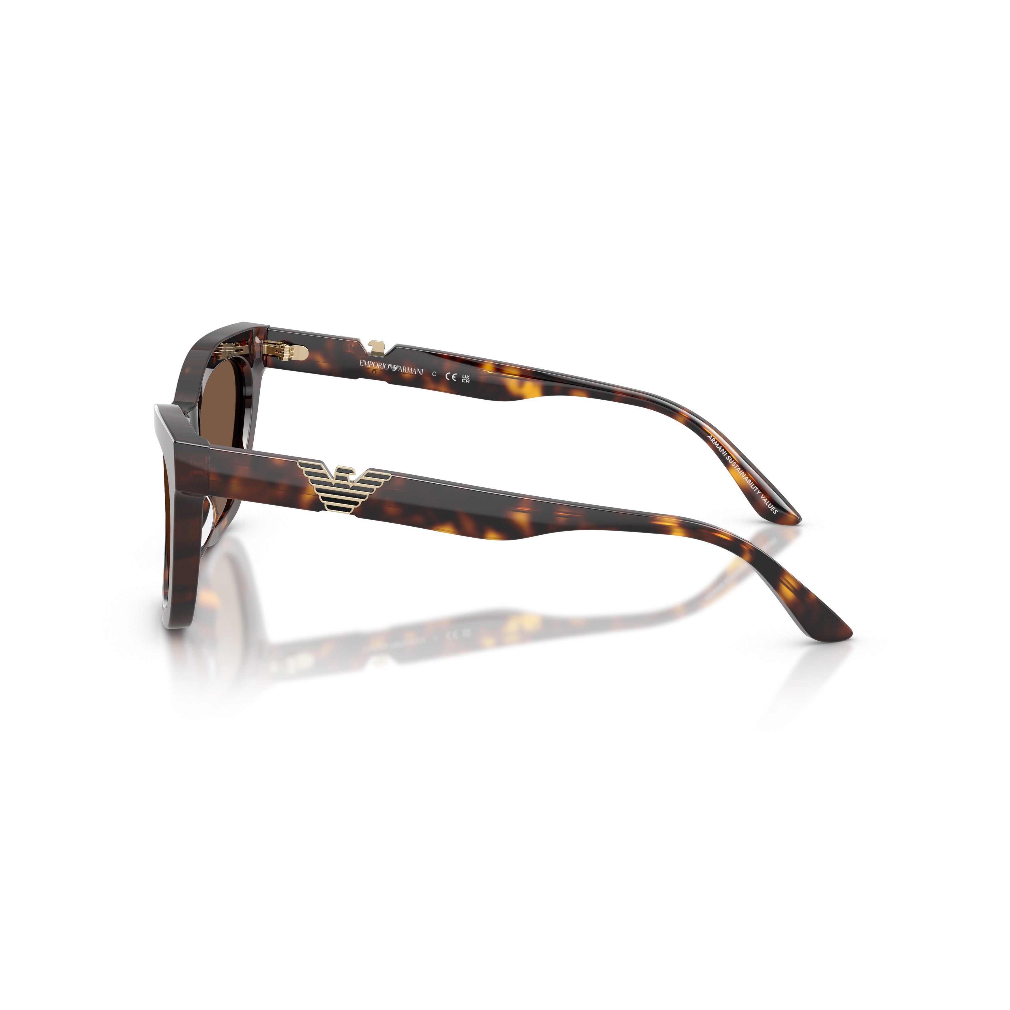 0ea4259u Angular Tortoiseshell Cat-Eye Sunglasses with Metallic Detail