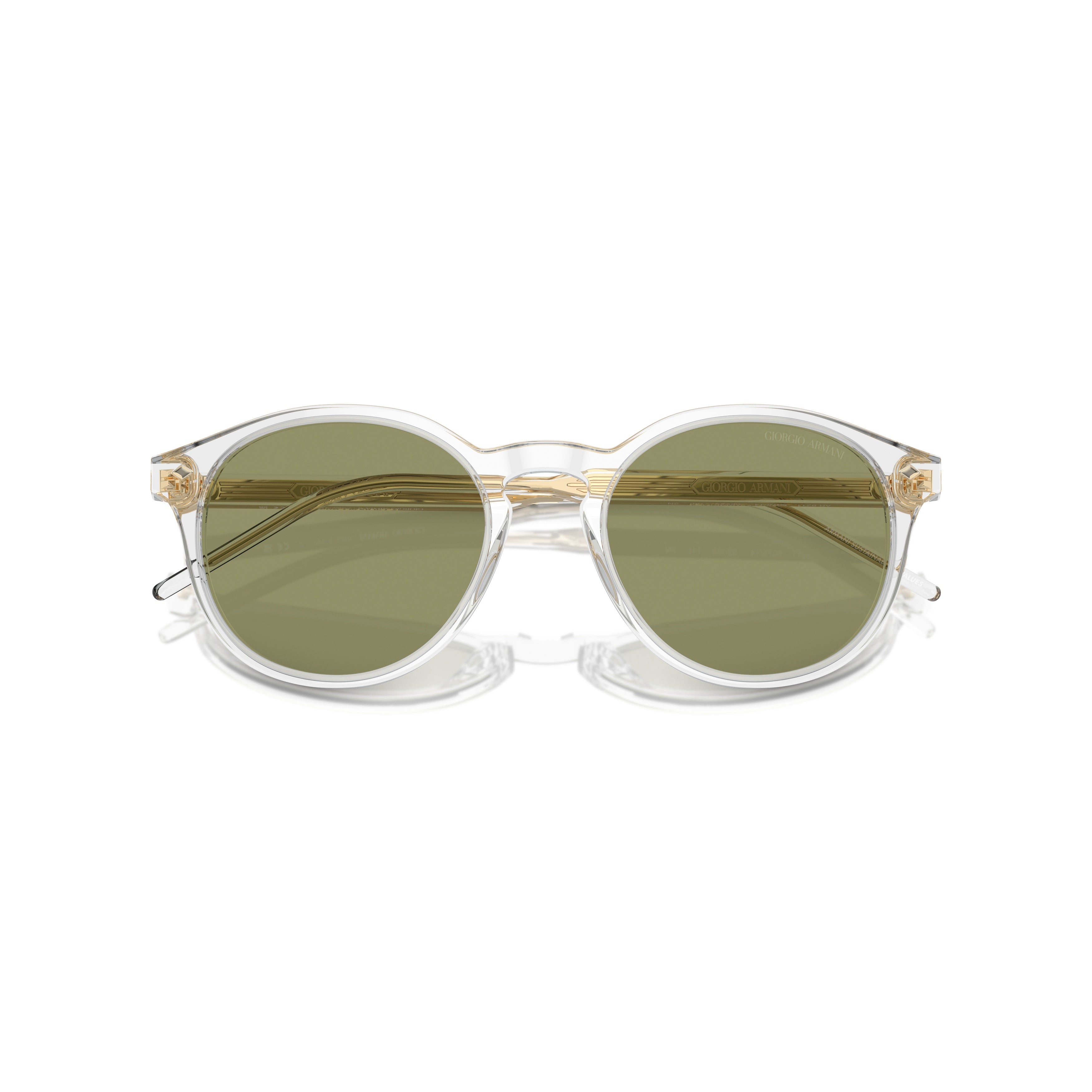 0ar8211 Round Clear Acetate Sunglasses with Golden Accents