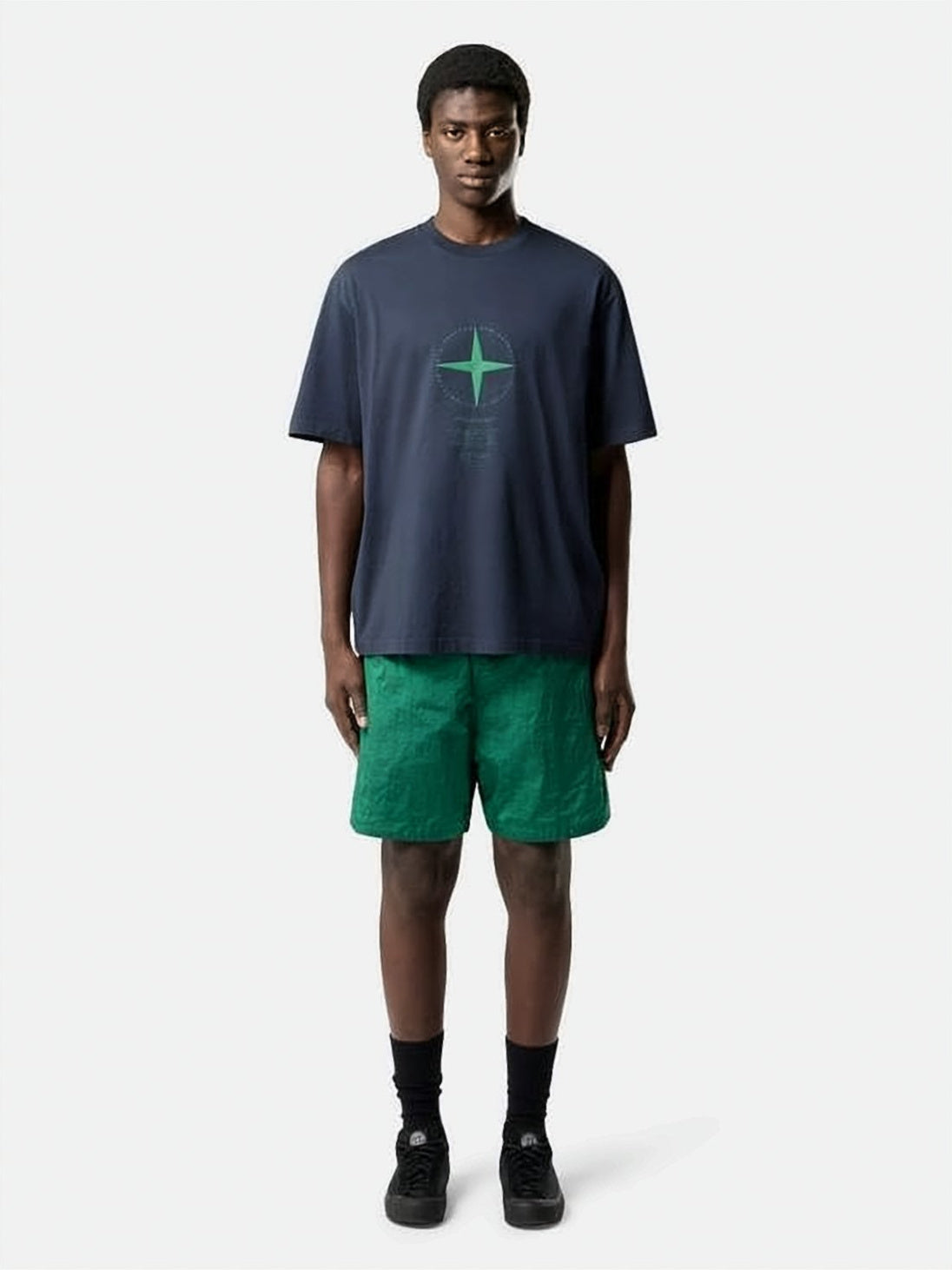 Relaxed Fit Short-Sleeve T-Shirt With Central Compass Emblem