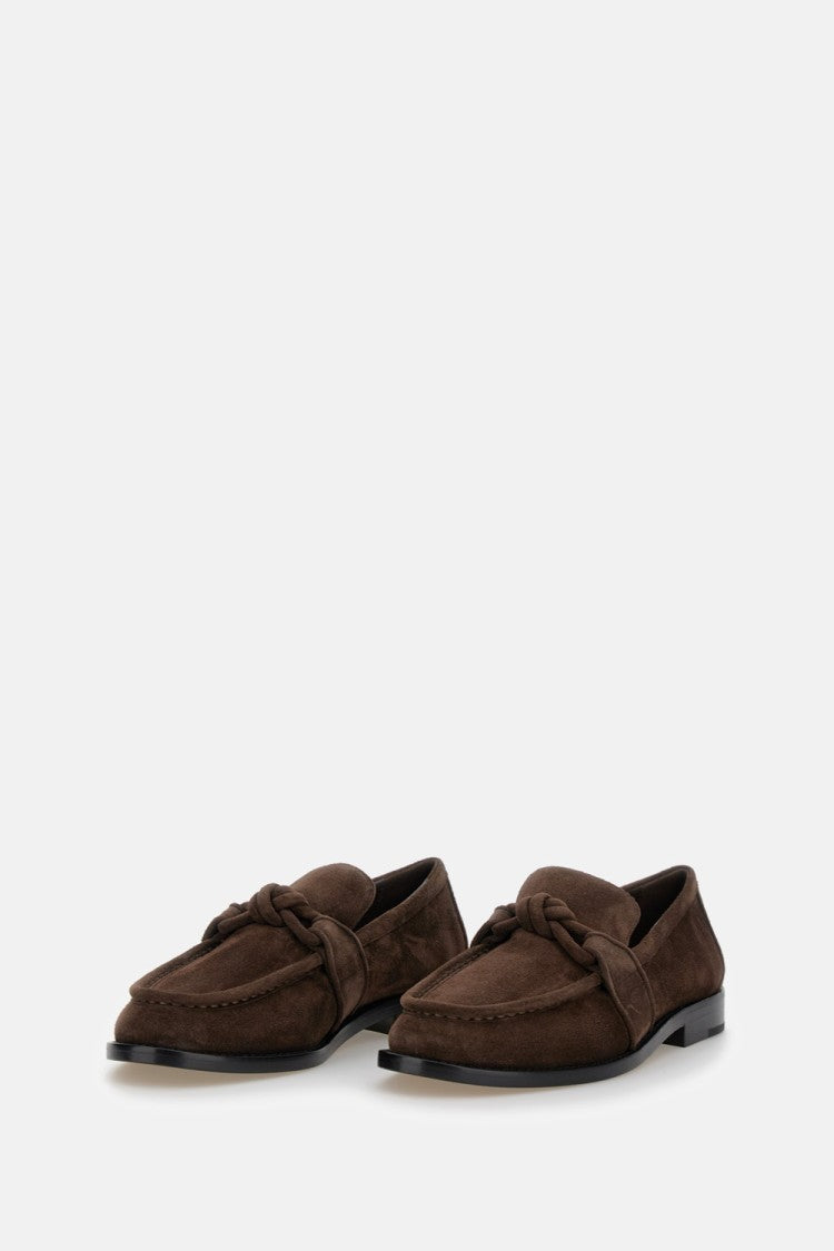 Brown Suede Moccasins With Knot Detail