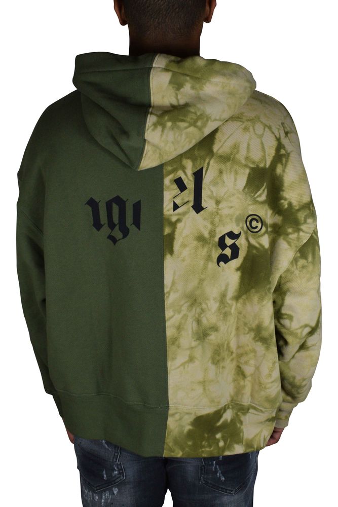 Two-Tone Hooded Sweatshirt With Broken Logo Detail