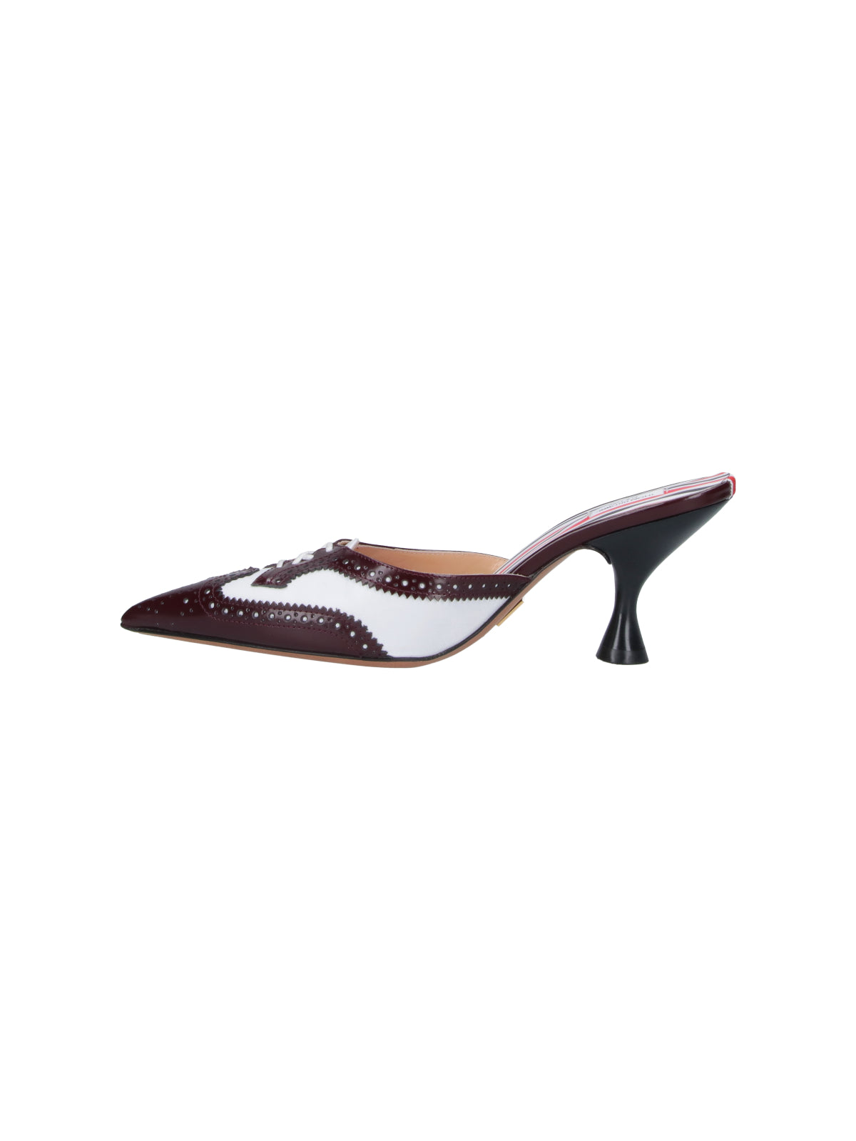 Brown Pointed-Toe Sculpted Heel Leather Mules