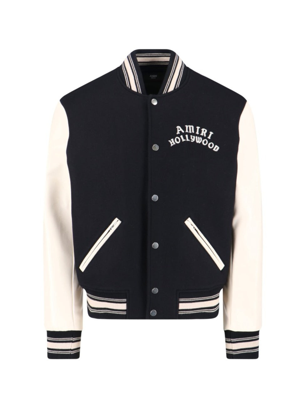 Varsity Jacket With White Contrasting Sleeves And Embroidered Detailing