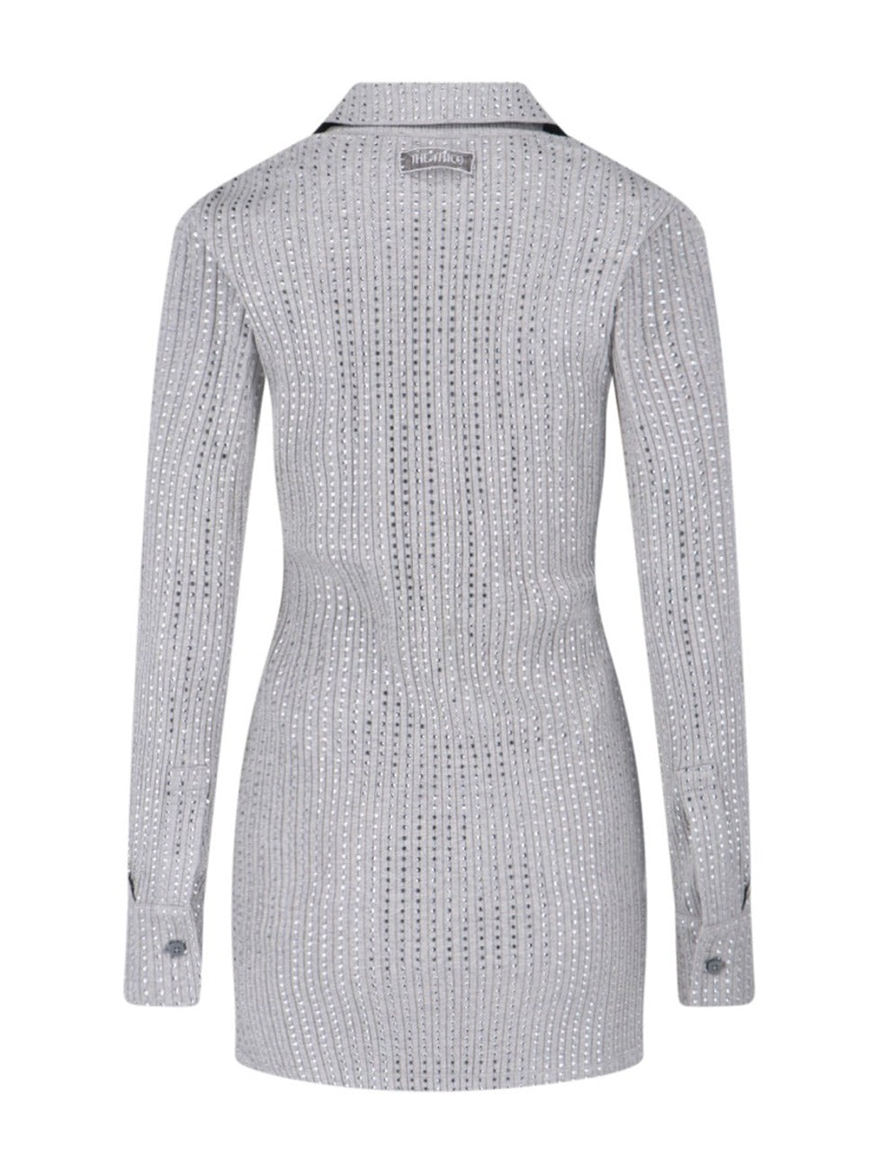 Fitted Grey Mini Dress With Reflective Embellishments