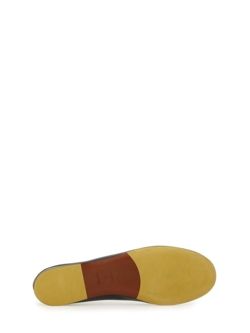 "Duck" Dancer Black Leather Flats