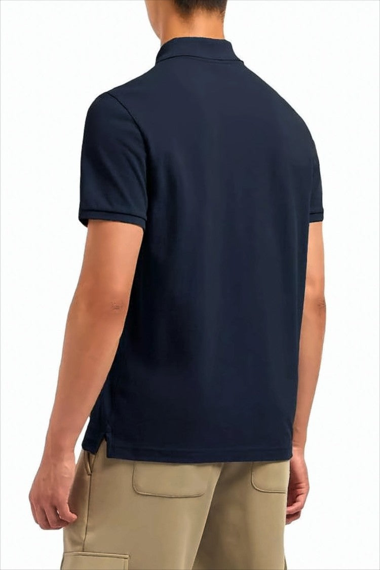 Blue Short-Sleeve Polo Shirt with Traditional Collar