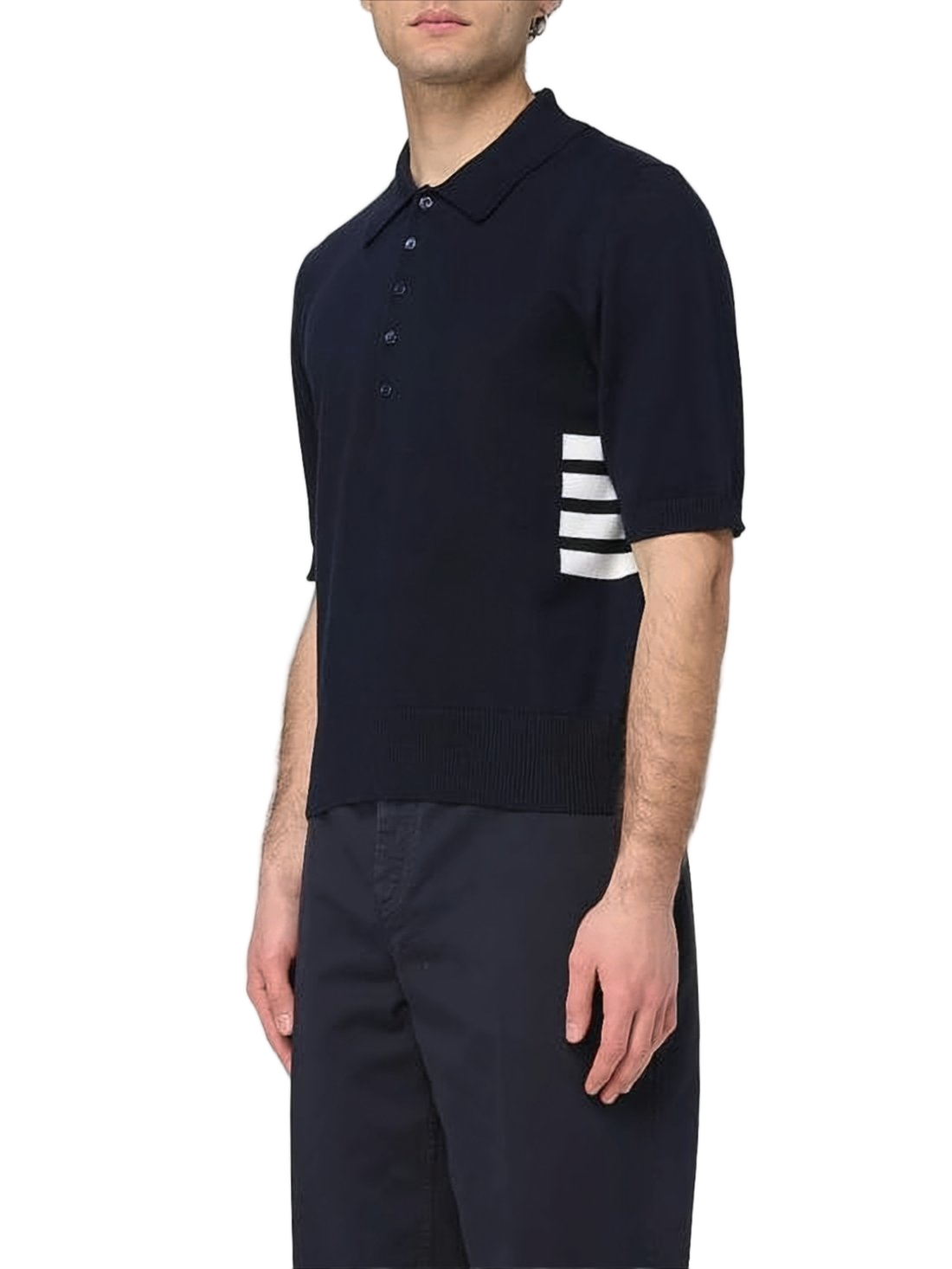 Short-Sleeved Polo Shirt with Contrasting Stripes