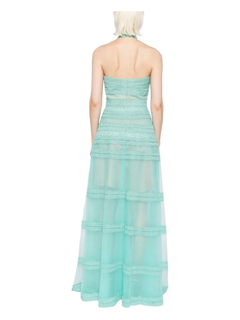 Lace Striped Long Dress