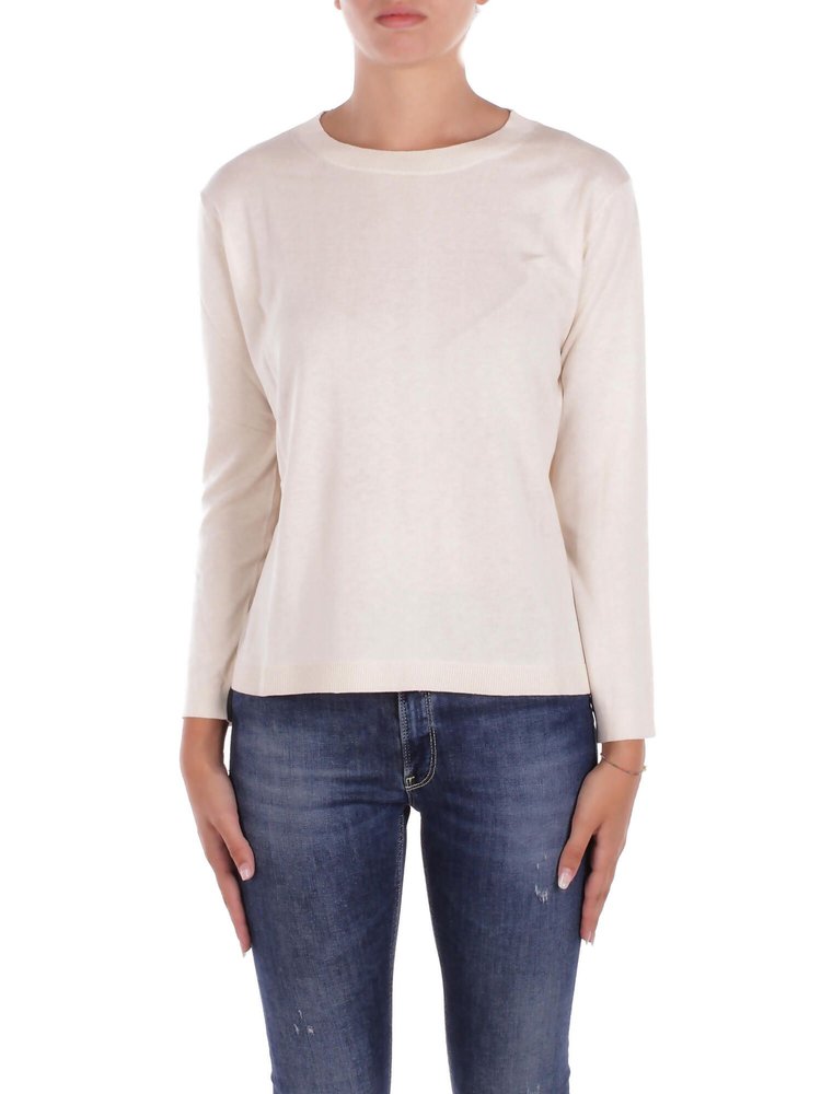 Boat Neck Sweater With Ribbed Detailing