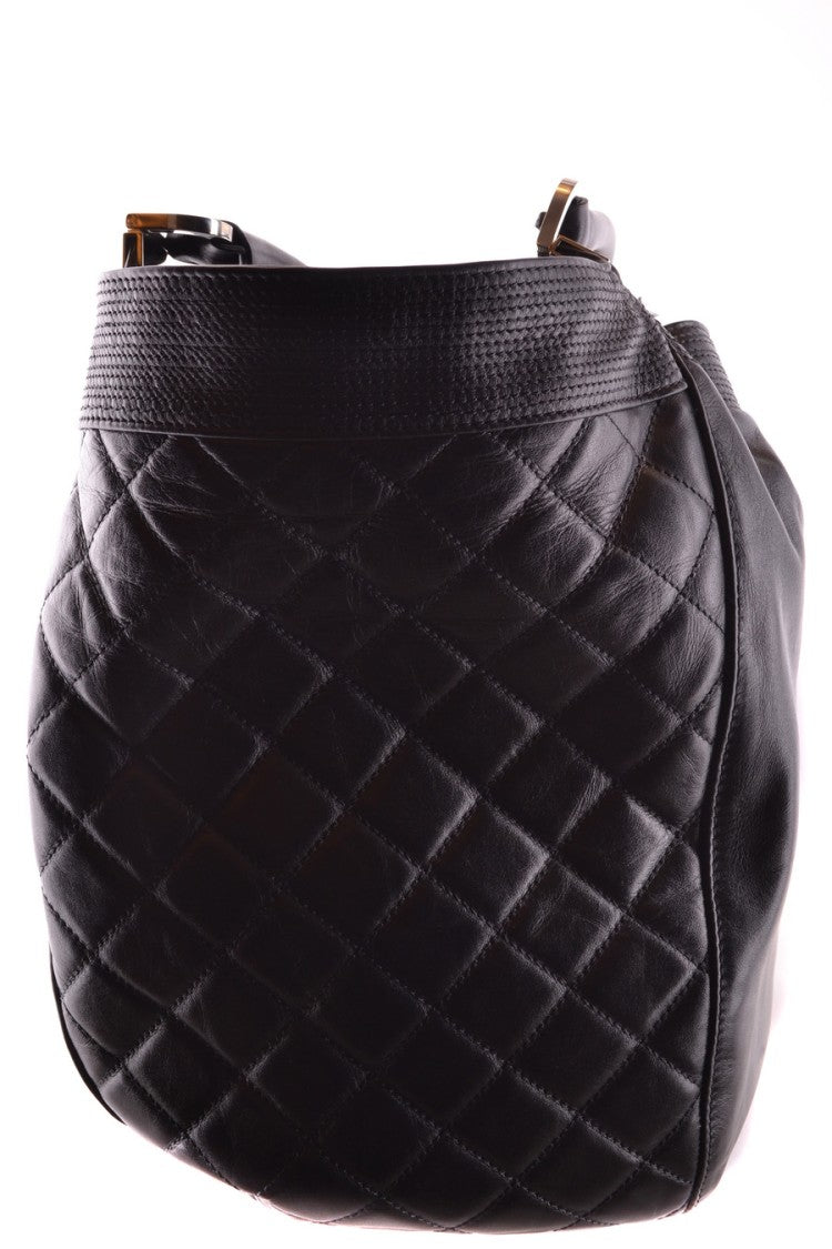 Quilted Black Leather Shoulder Bag