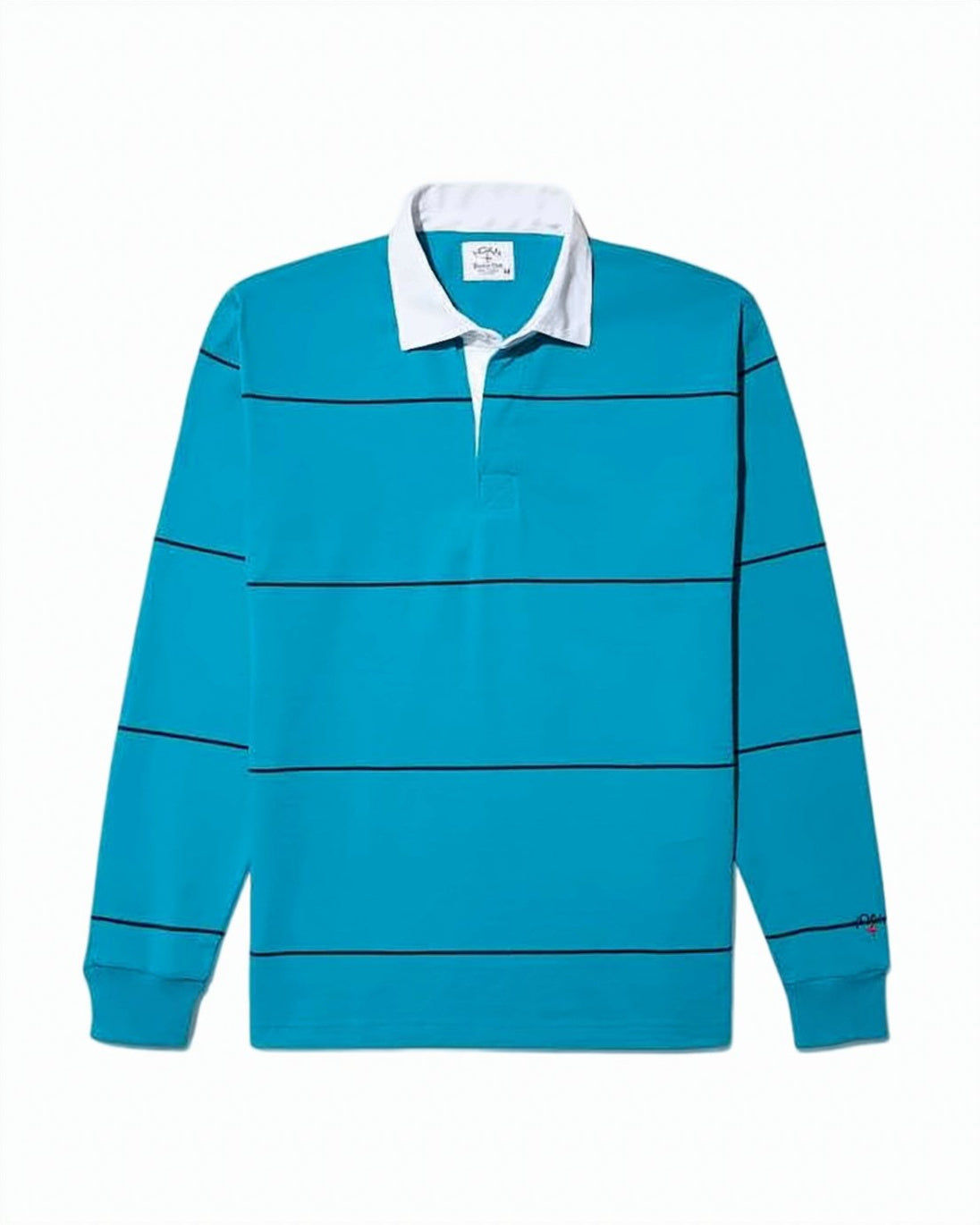 Turquoise Polo Shirt with Contrasting White Collar