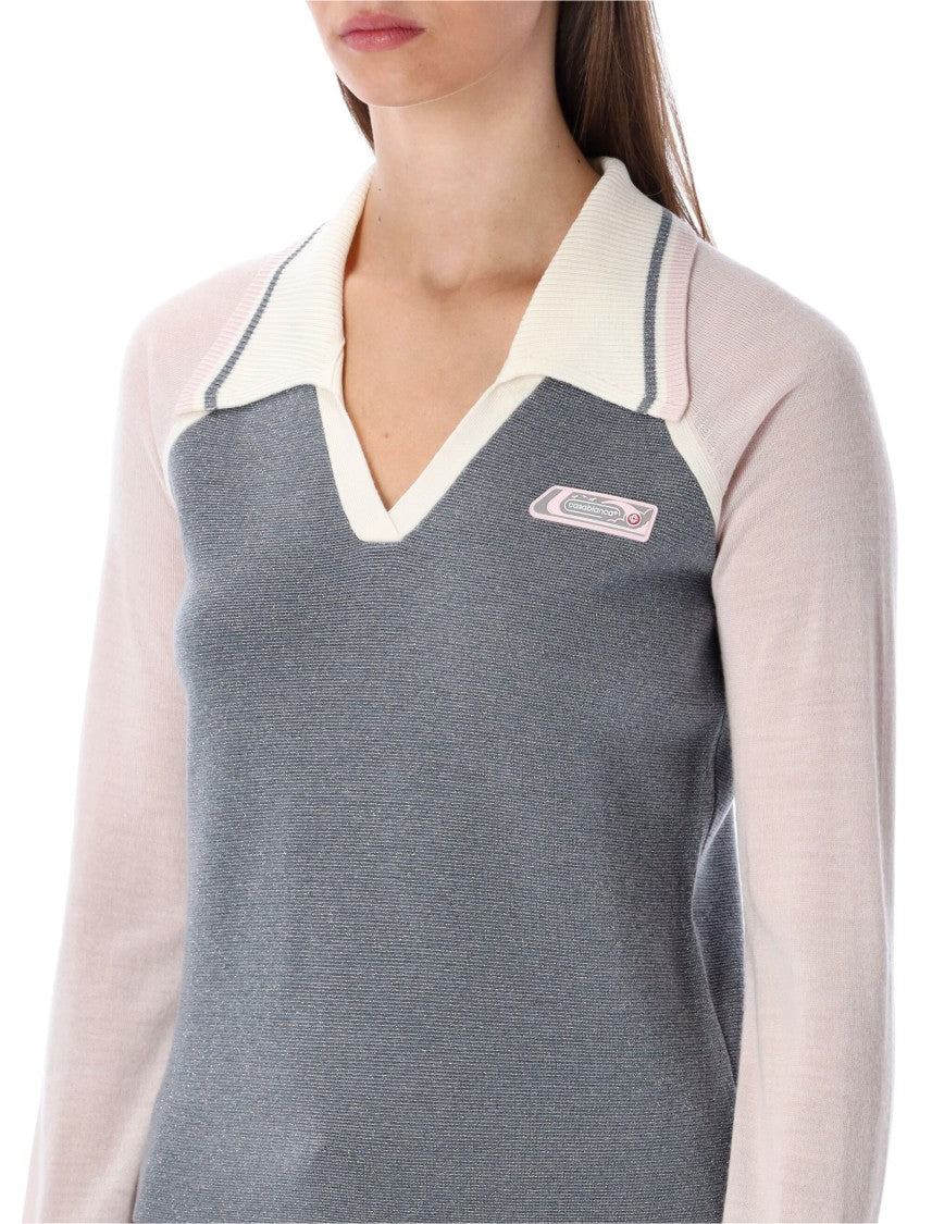 Merino Lurex Long-Sleeve Tennis Polo