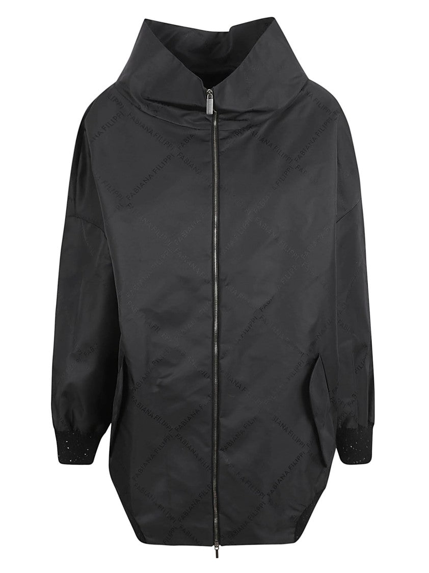 Oversized Black Coat With High Collar