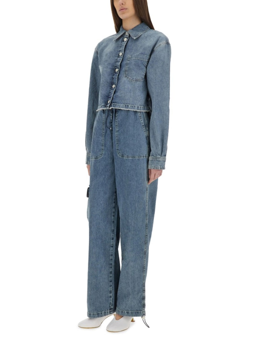 Cargo Jeans With Adjustable Drawstring Waist