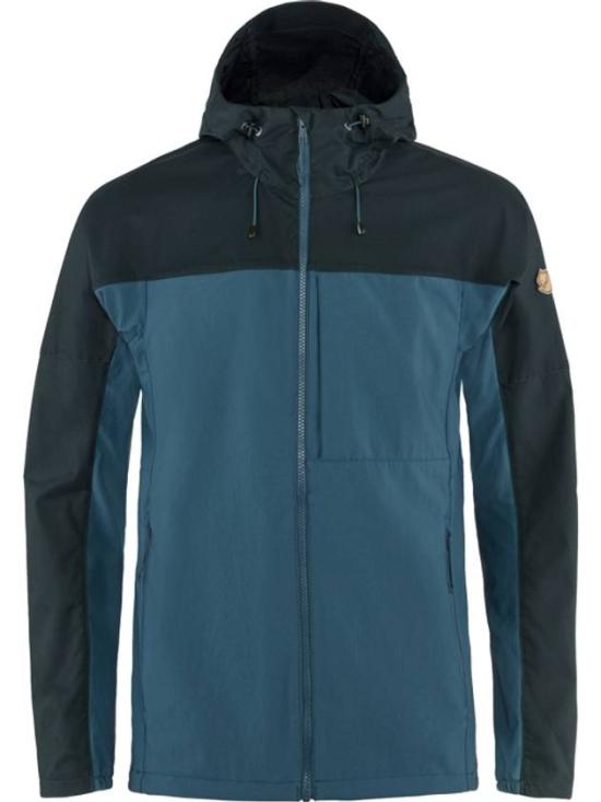 Two-Tone Polyester Jacket With Adjustable Hood And Zippered Pocket