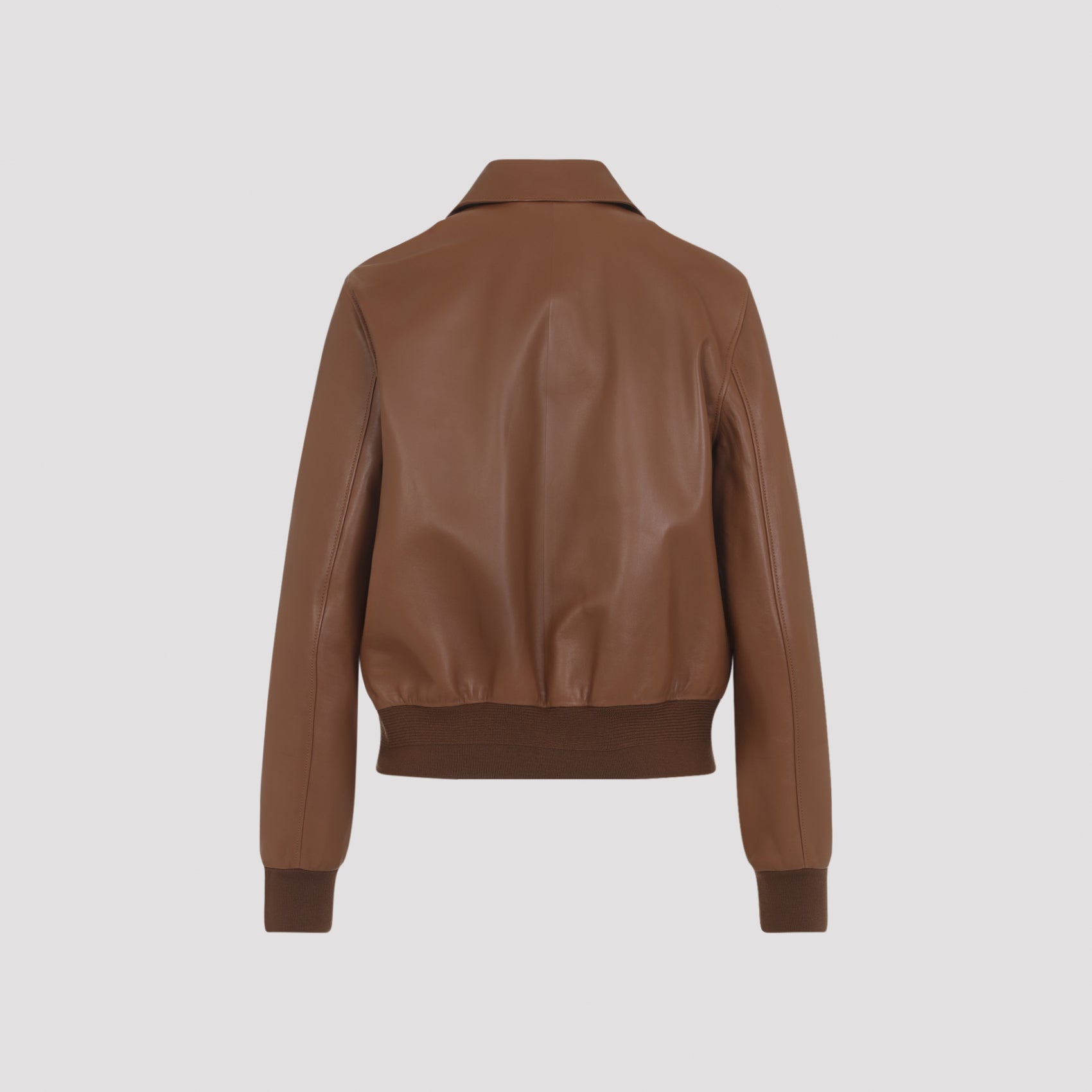 Smooth Lamb Leather Jacket with Classic Collar