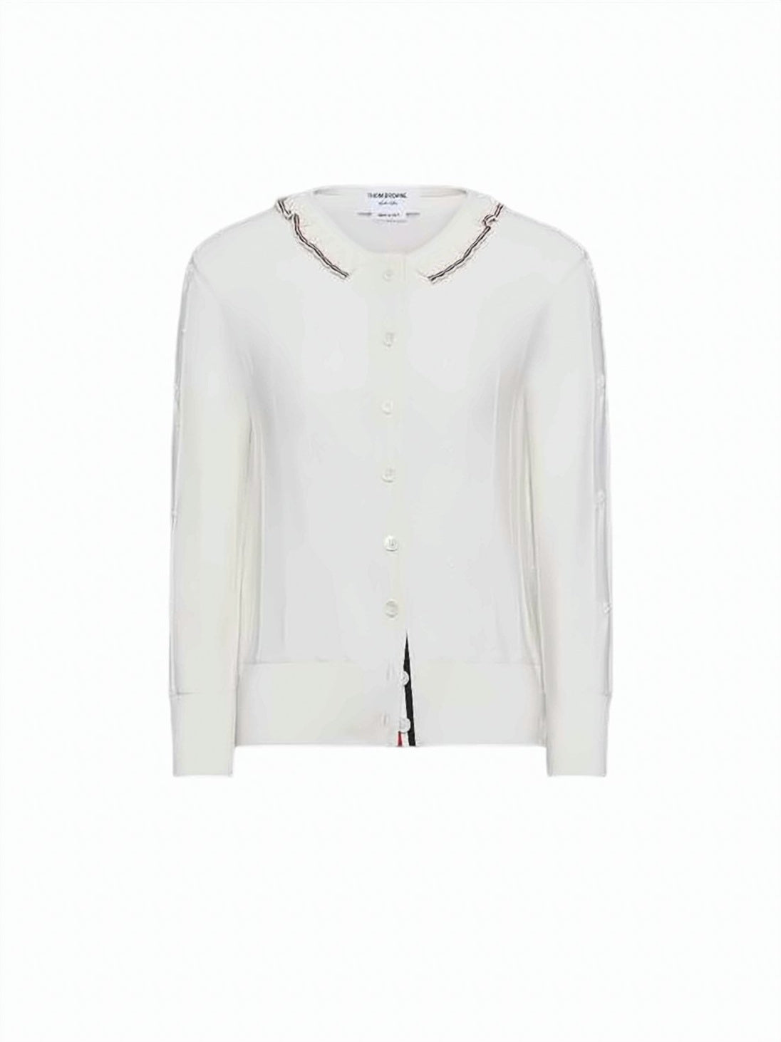 Button-Down Cardigan With Vertical Ribbing And Trim