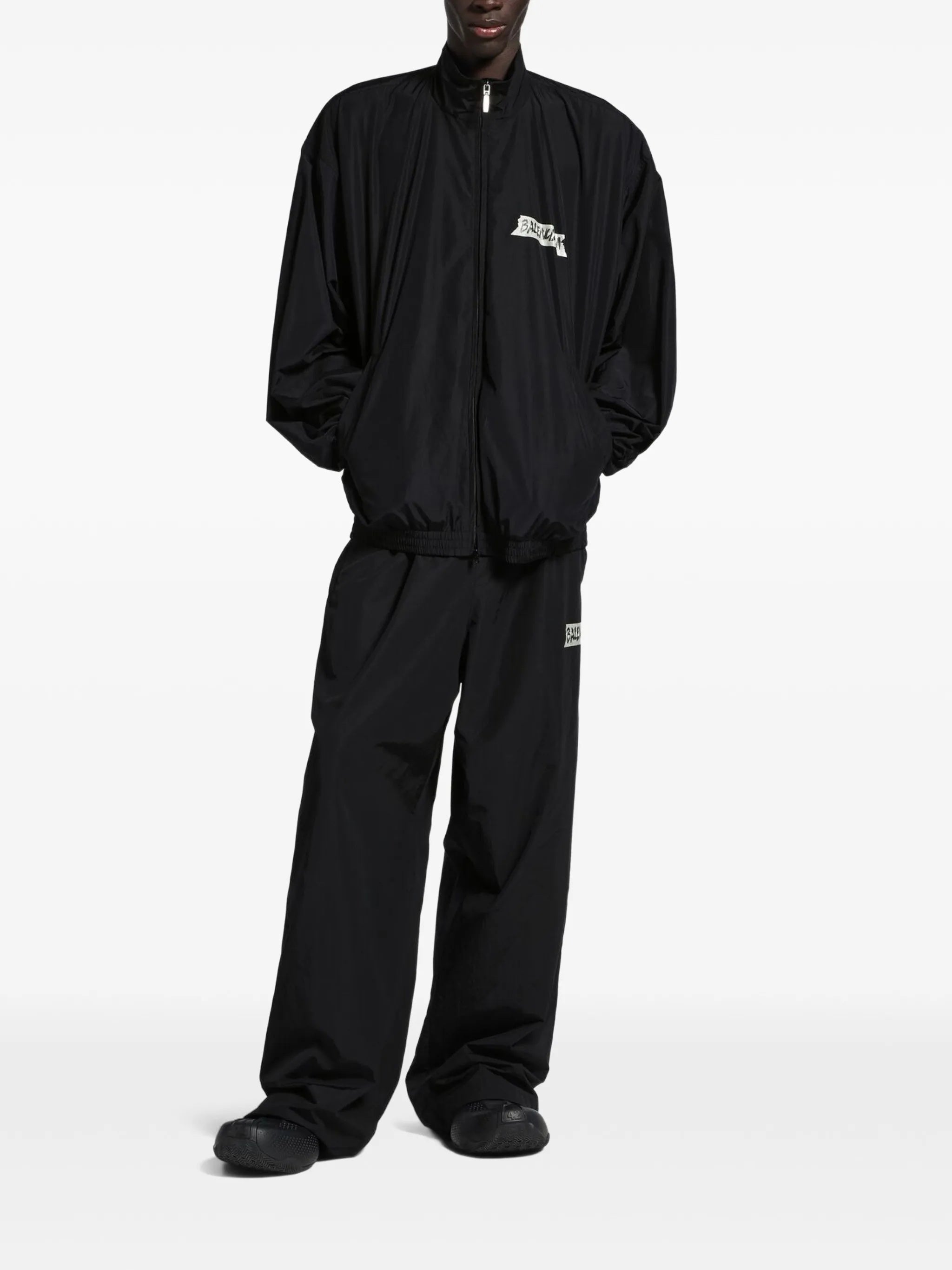 Black Tracksuit Loose Wide-Leg Pants
