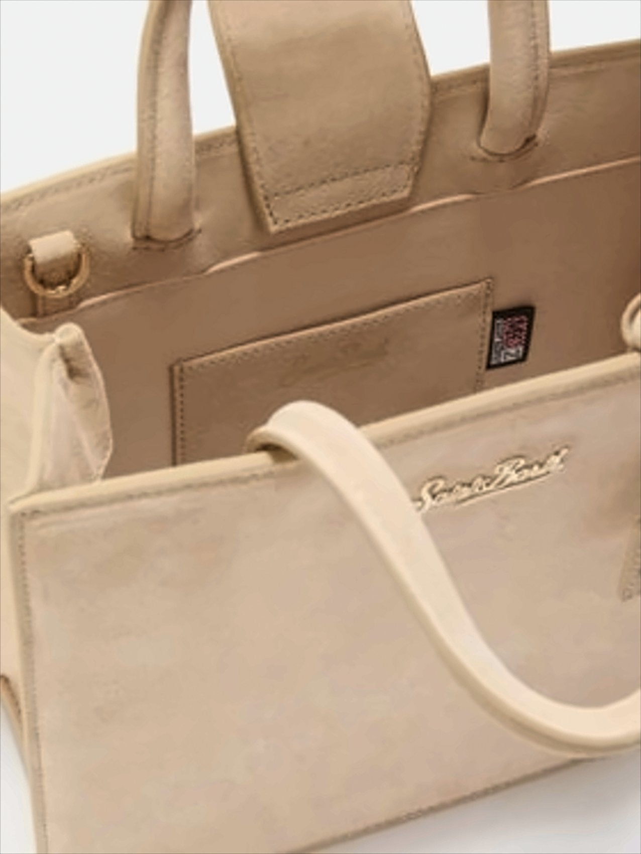 Structured Suede Midi Handbag With Detachable Strap