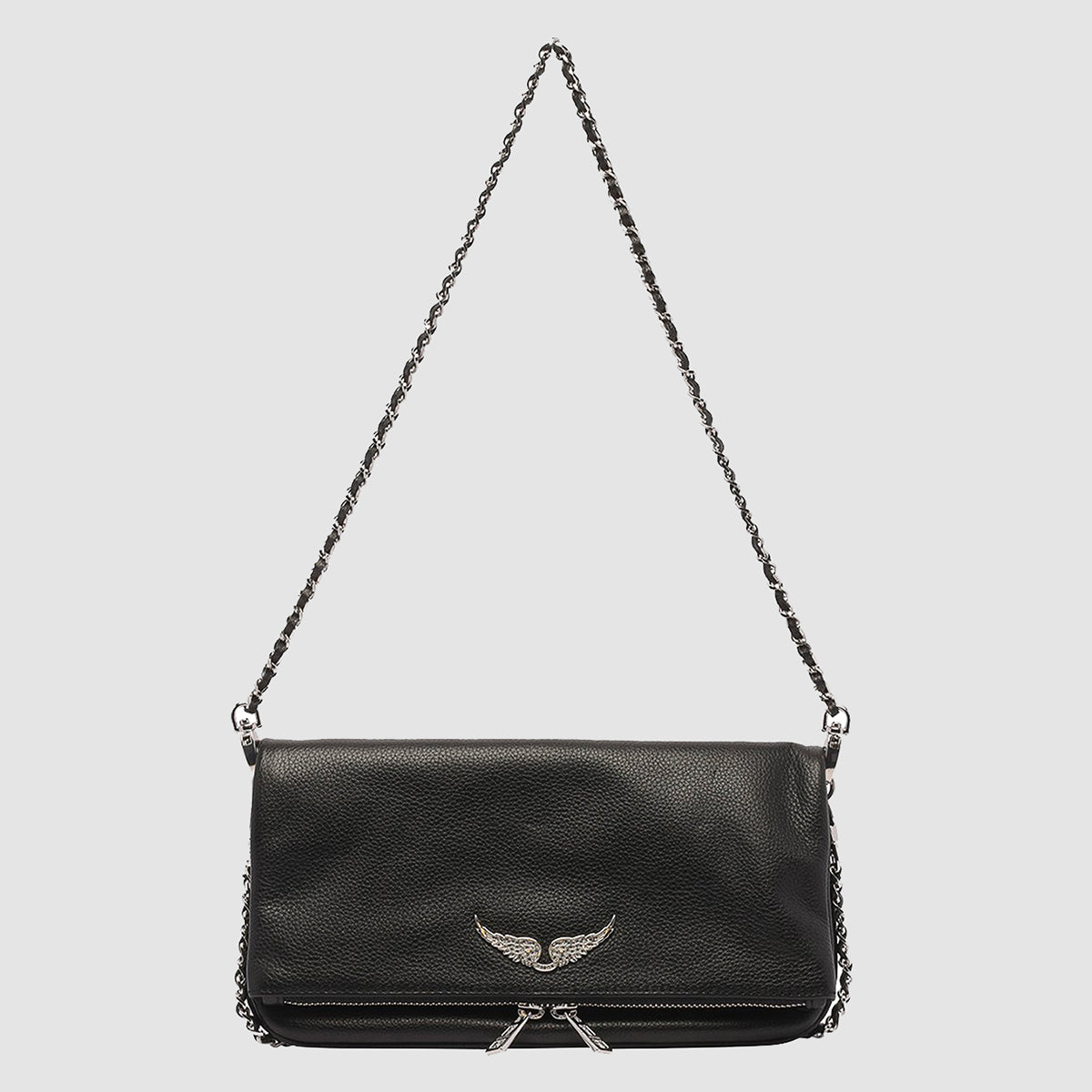 Black Leather Rock Shoulder Bag
