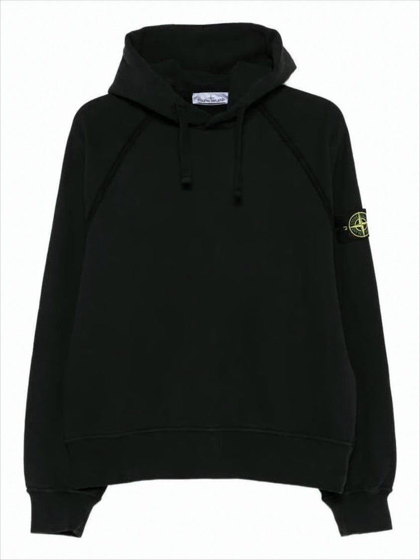 Relaxed Fit Black Hoodie with Distinctive Patch Logo
