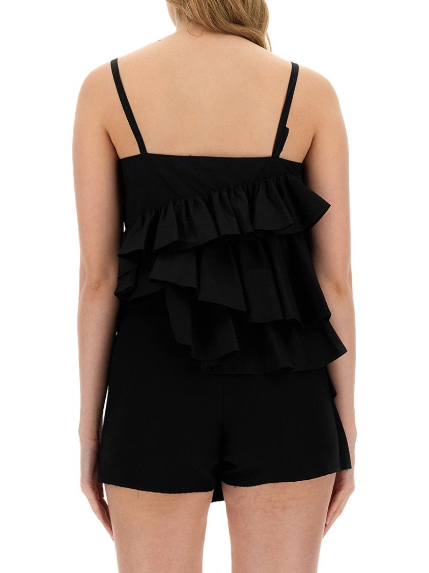 Ruffled Black Cotton Top