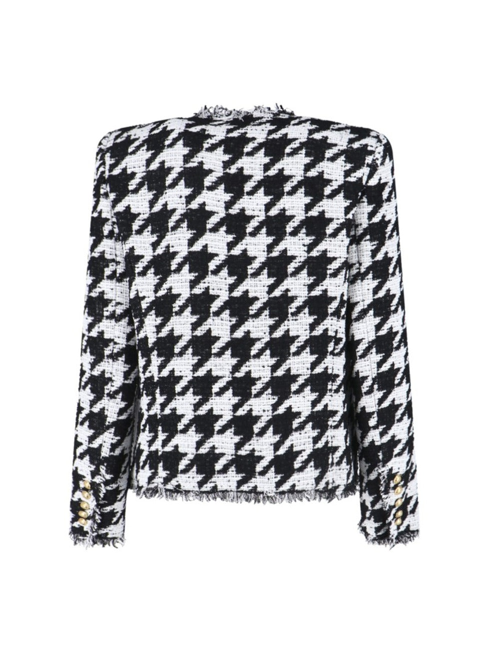 Classic Houndstooth Jacket With Gold-Tone Accents